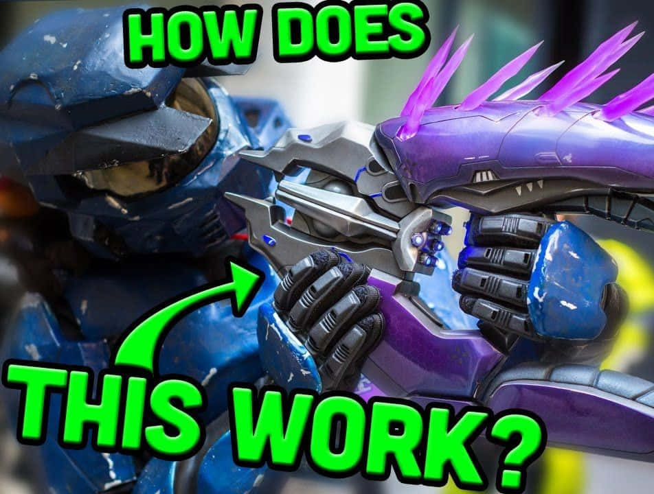 Halo Needler, blue armored figure, purple energy weapon, SD Desktop Wallpaper