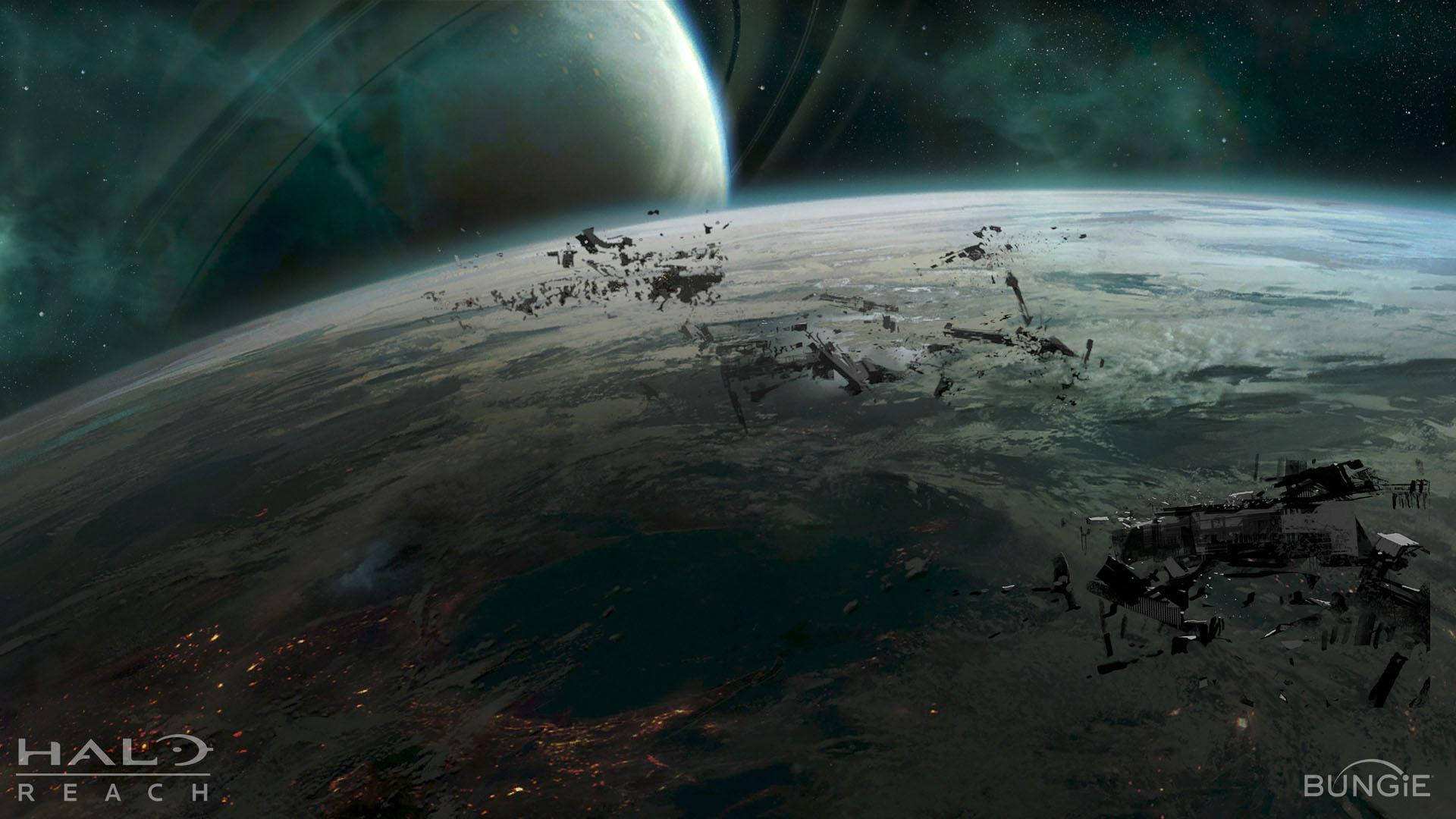 Halo Reach, space station, desolate alien planet, Full HD Desktop Wallpaper
