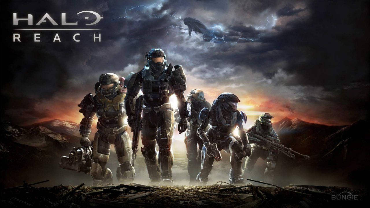 Halo Reach, Five armored soldiers, desolate battlefield, HD Desktop Wallpaper