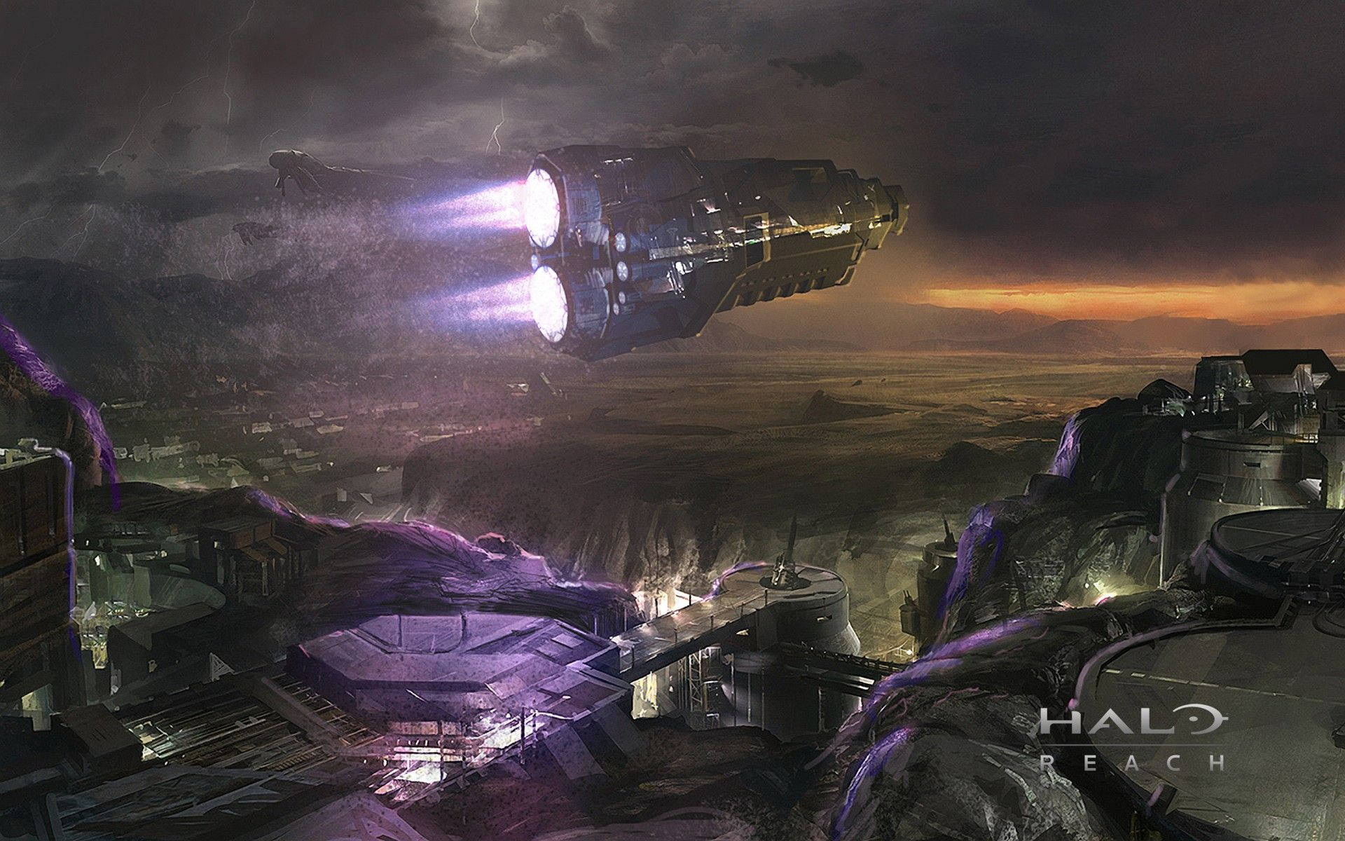 Halo Reach, futuristic spaceship, glowing engines, Full HD Desktop Wallpaper