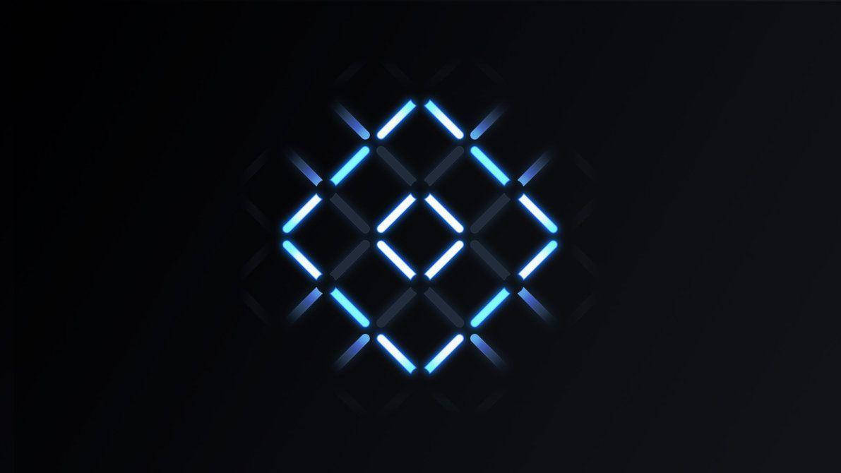 Halo Reach, blue geometric grid pattern, deep black background, SD Desktop Wallpaper