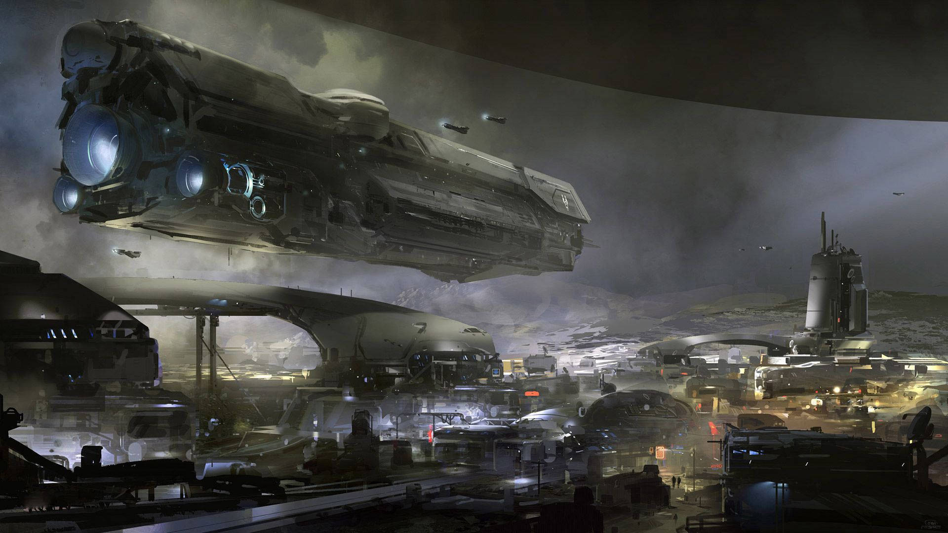 Halo Reach, battlefield, futuristic spaceship, Full HD Desktop Wallpaper