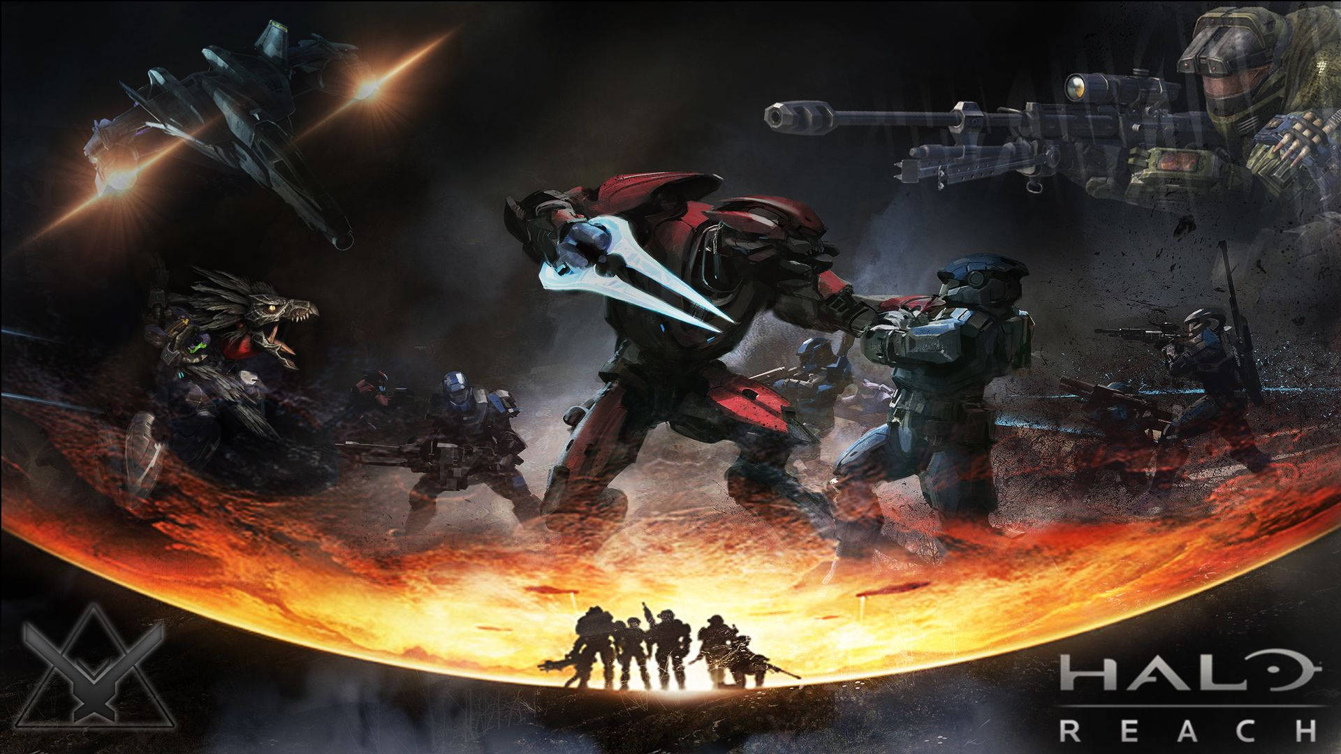 Halo Reach, soldiers, armored warriors, Full HD Desktop Wallpaper