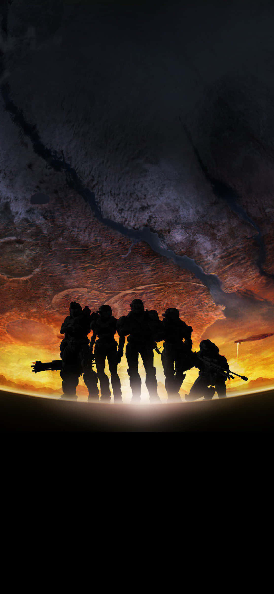 Halo Reach, video game, silhouetted soldiers, Full HD Phone Wallpaper
