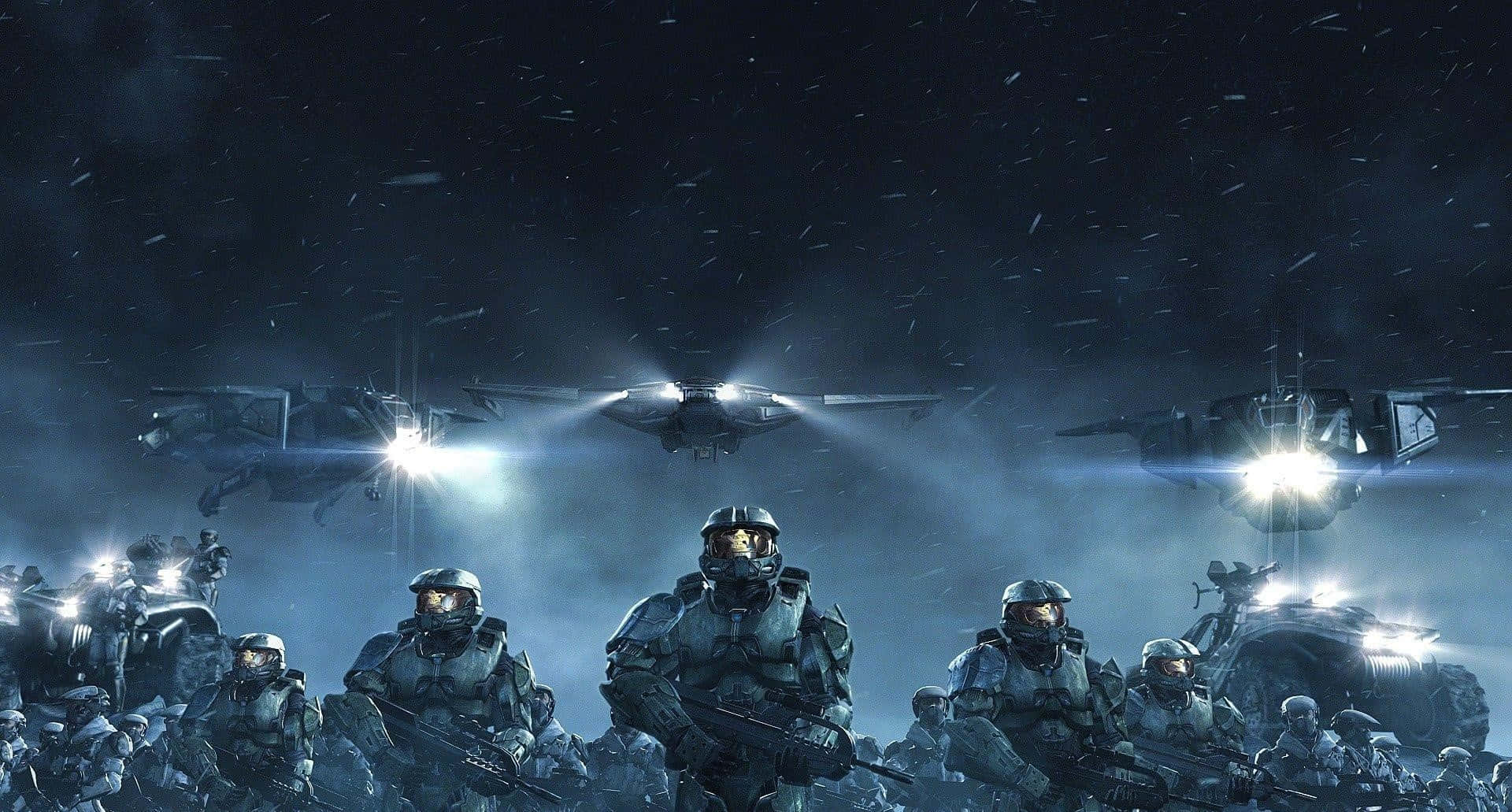 Halo Red Team, futuristic armor, glowing aircraft lights, Full HD Desktop Wallpaper