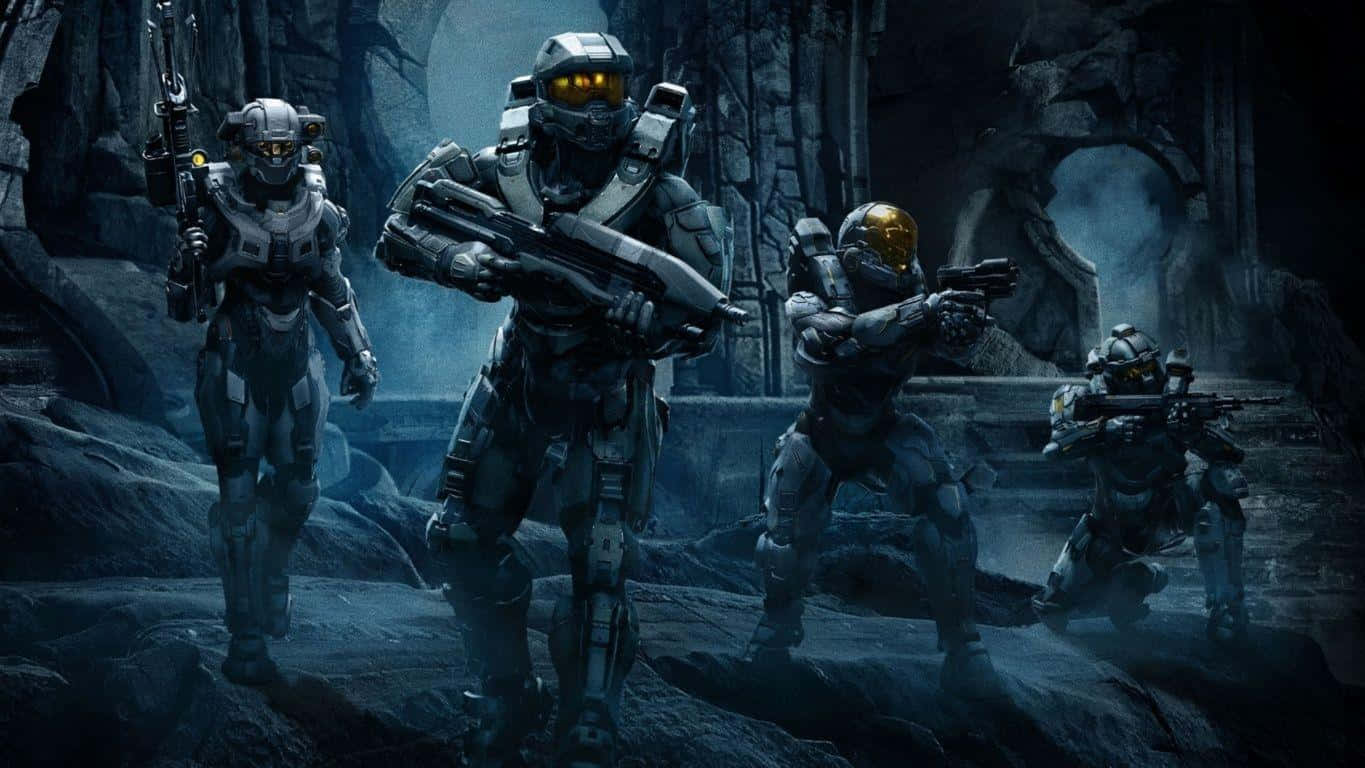 Halo Red Team, armored soldiers, glowing visors, HD Desktop Wallpaper
