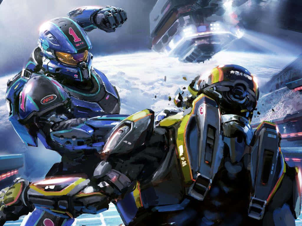 Halo Red Team, armored warriors, futuristic arena, SD Desktop Wallpaper
