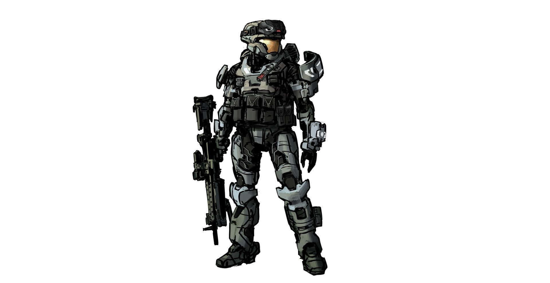 Halo Red Team, futuristic combat gear, rifle, Full HD Desktop Wallpaper