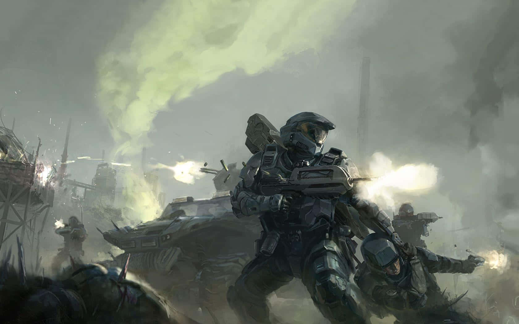 Halo Red Team, futuristic armor, weapon, HD Desktop Wallpaper