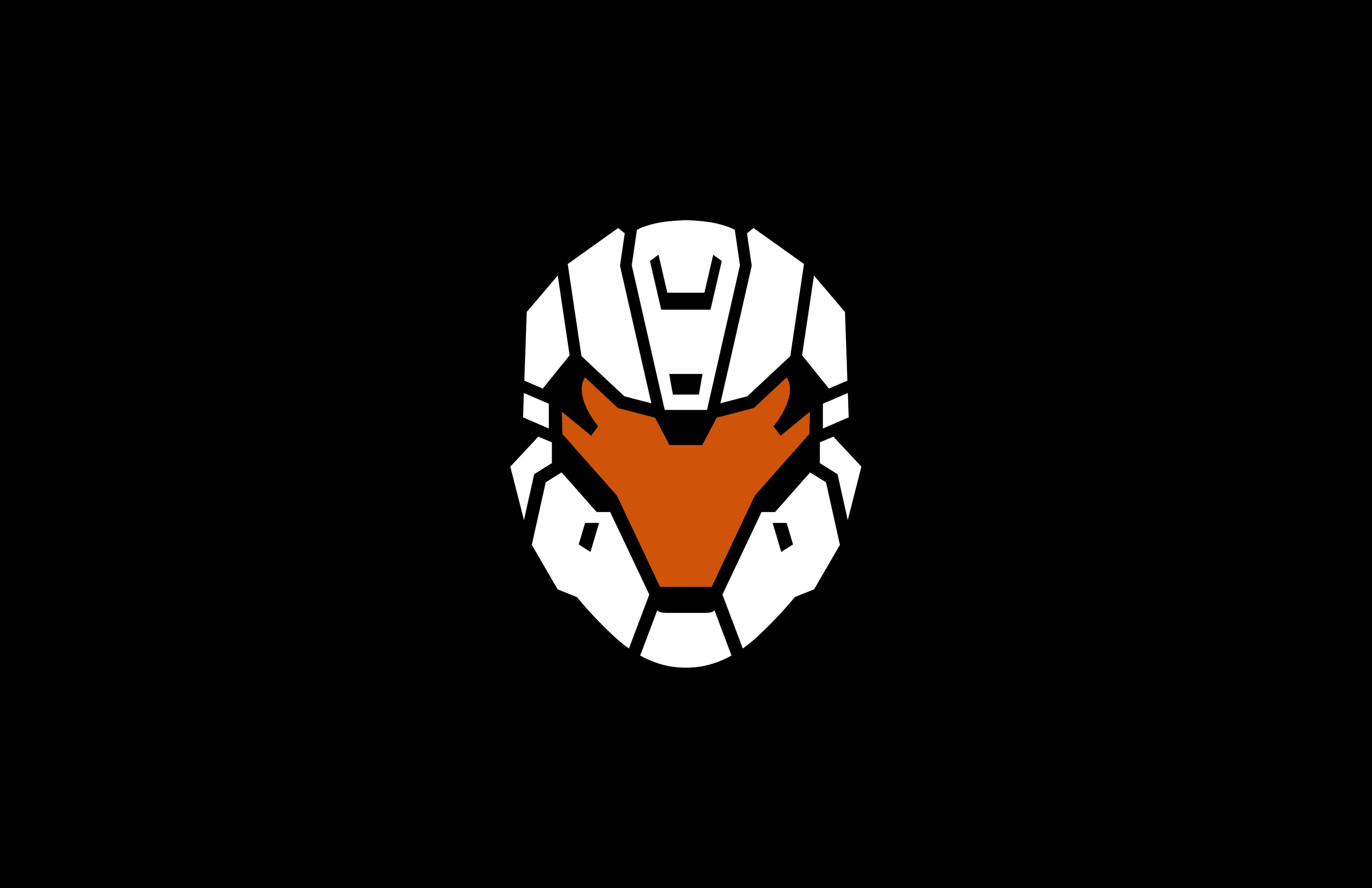 Halo Red Team, white and orange fox head logo, geometric facets, 4K Desktop Wallpaper