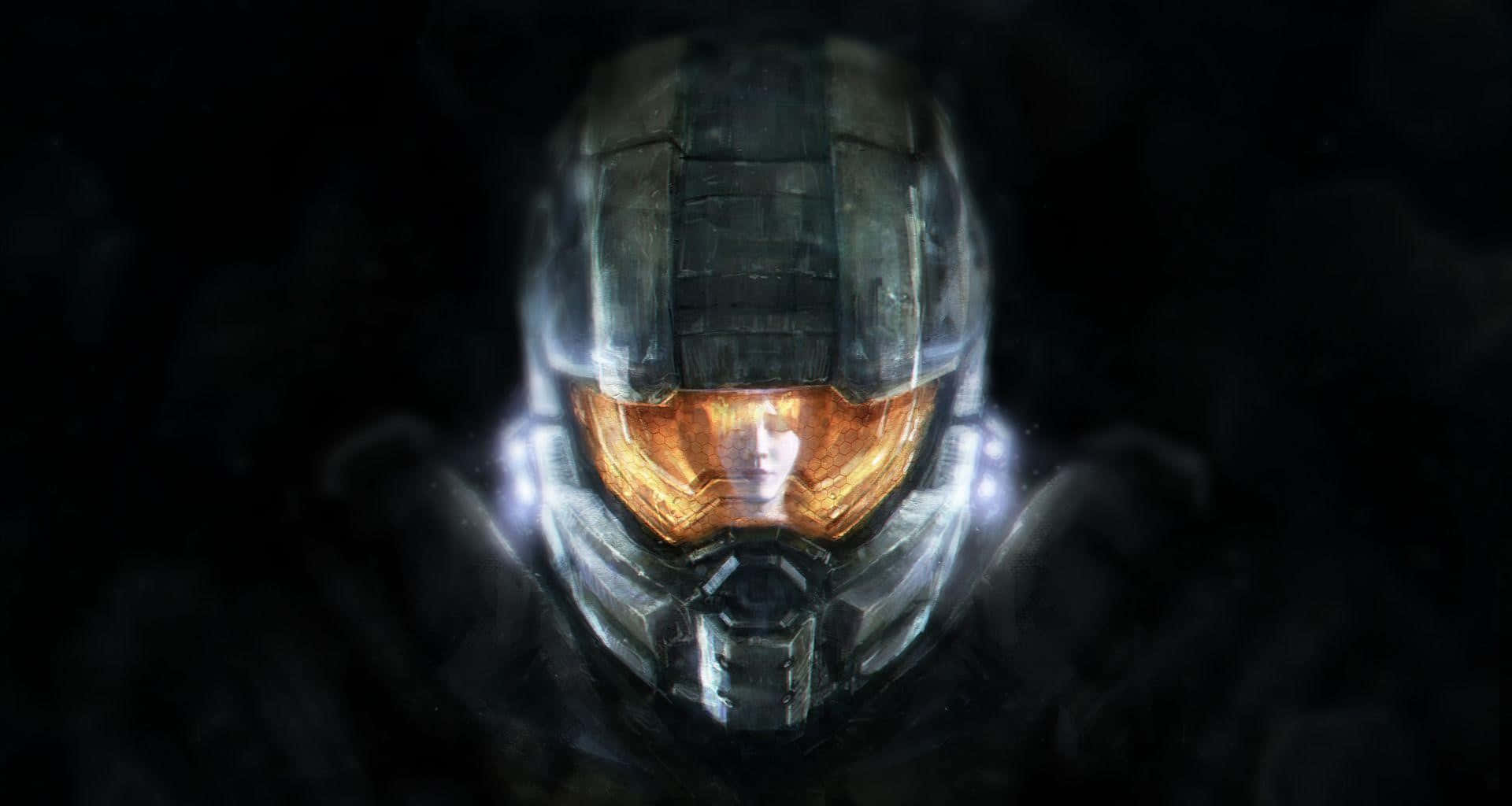 Halo Red Team, futuristic helmet, glowing orange visor, Full HD Desktop Wallpaper