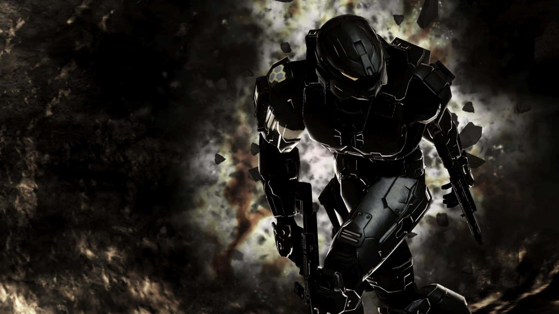 Halo Red Team, armored soldier, exploding debris, Full HD Desktop Wallpaper