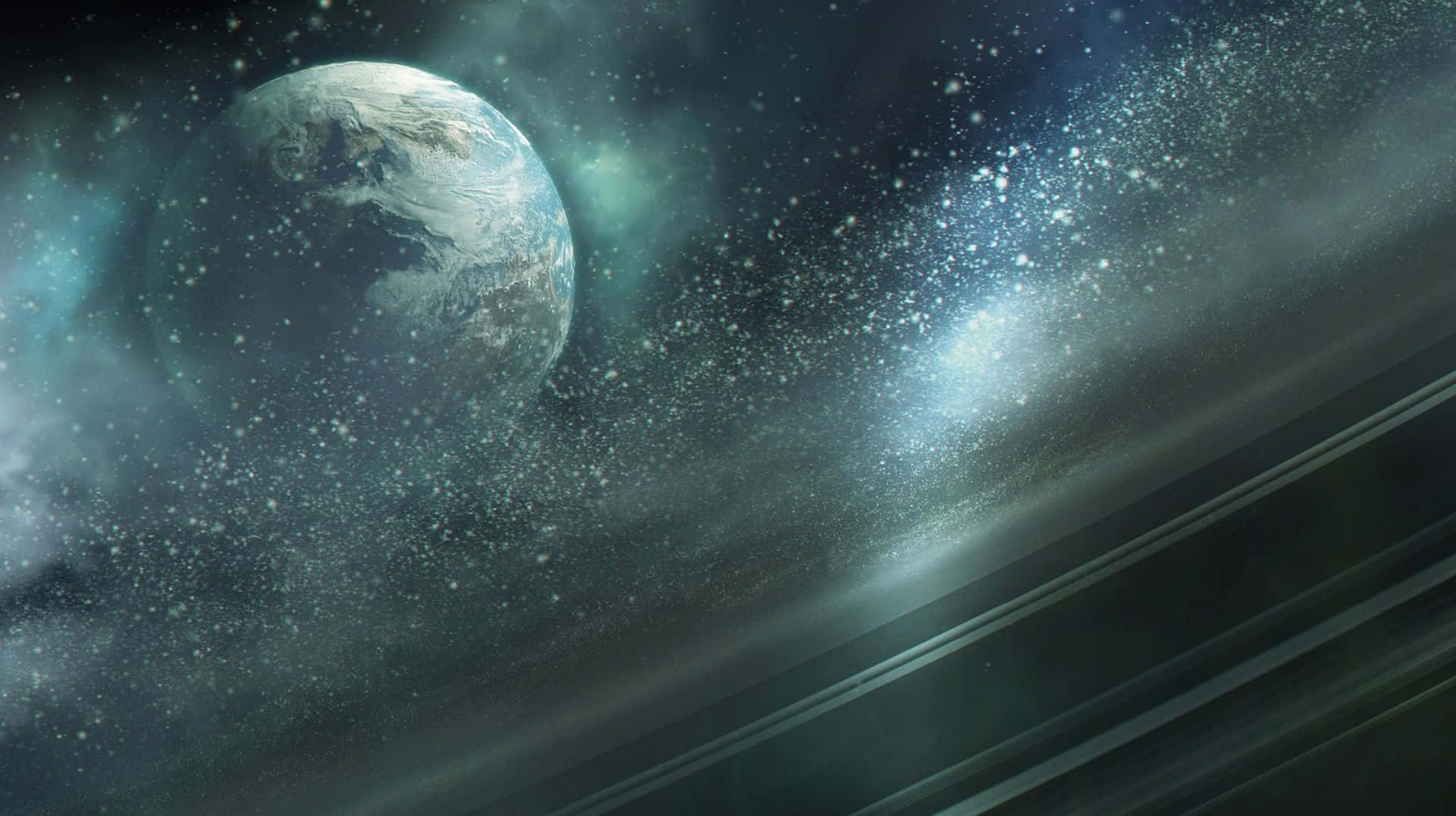 Halo Ring, Earth, starry cosmic expanse, Full HD Desktop Wallpaper
