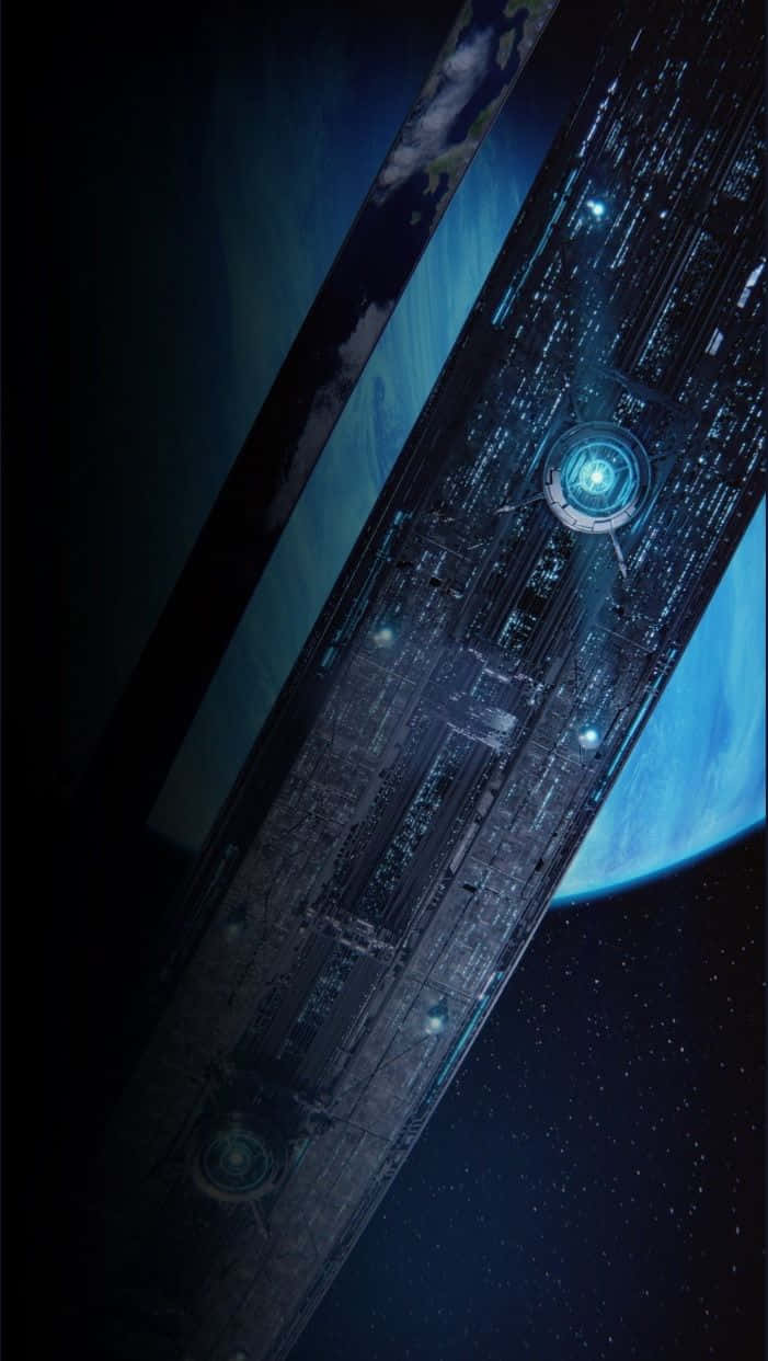 Halo Ring, glowing blue lights, stars, SD Phone Wallpaper