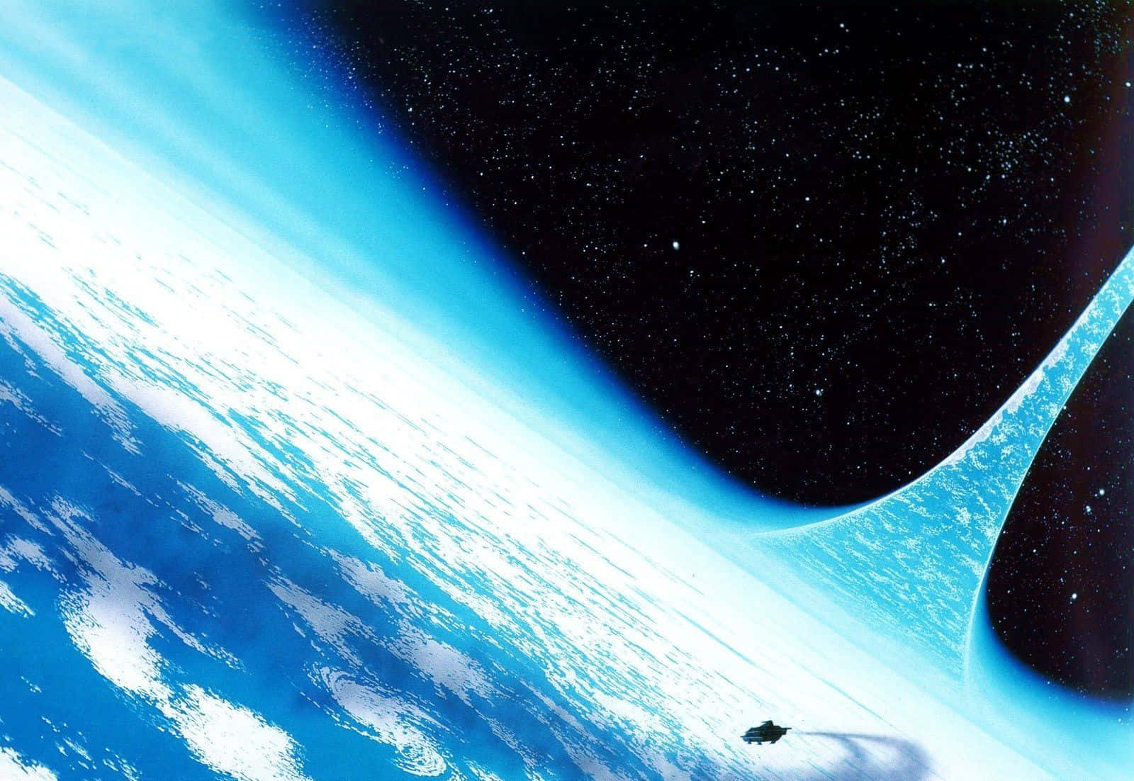 Halo Ring, Earth, blue horizon, HD Desktop Wallpaper