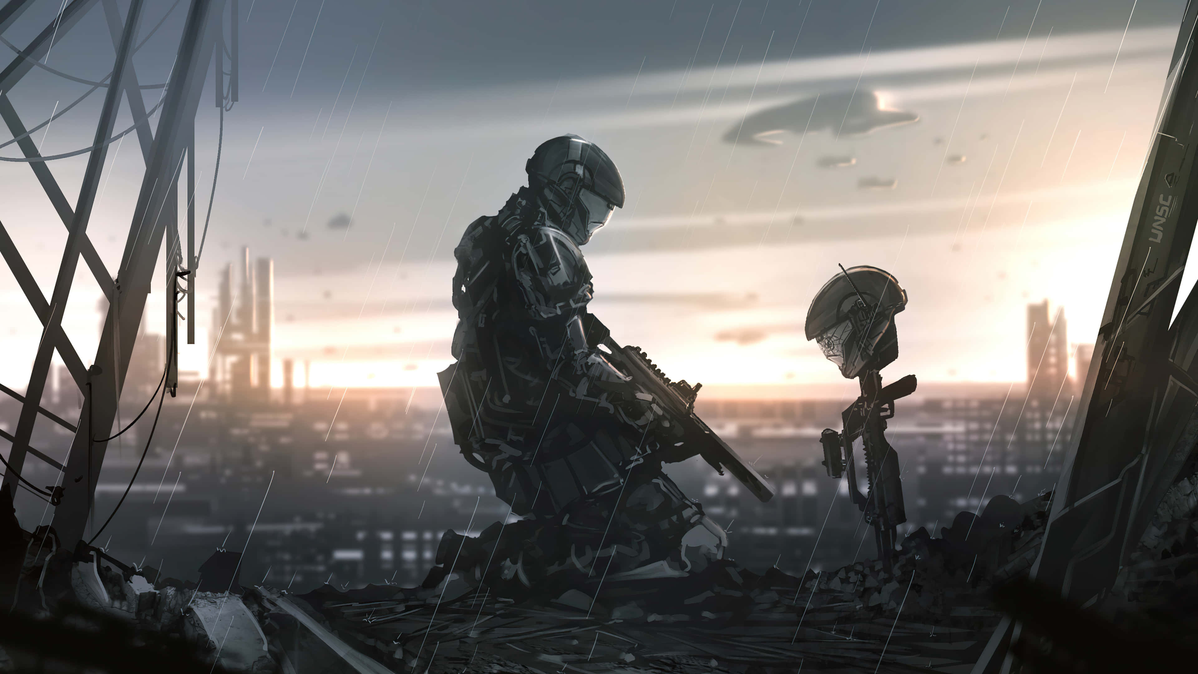 Halo, Kneeling, Battlefield, 4K Desktop Wallpaper