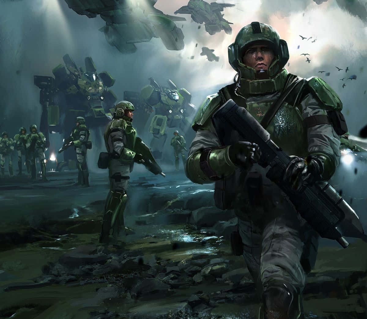 Halo, UNSC, green armor, SD Desktop Wallpaper