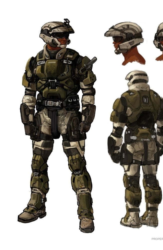Halo Unsc, UNSC Soldier, green and beige combat armor, SD Phone Wallpaper