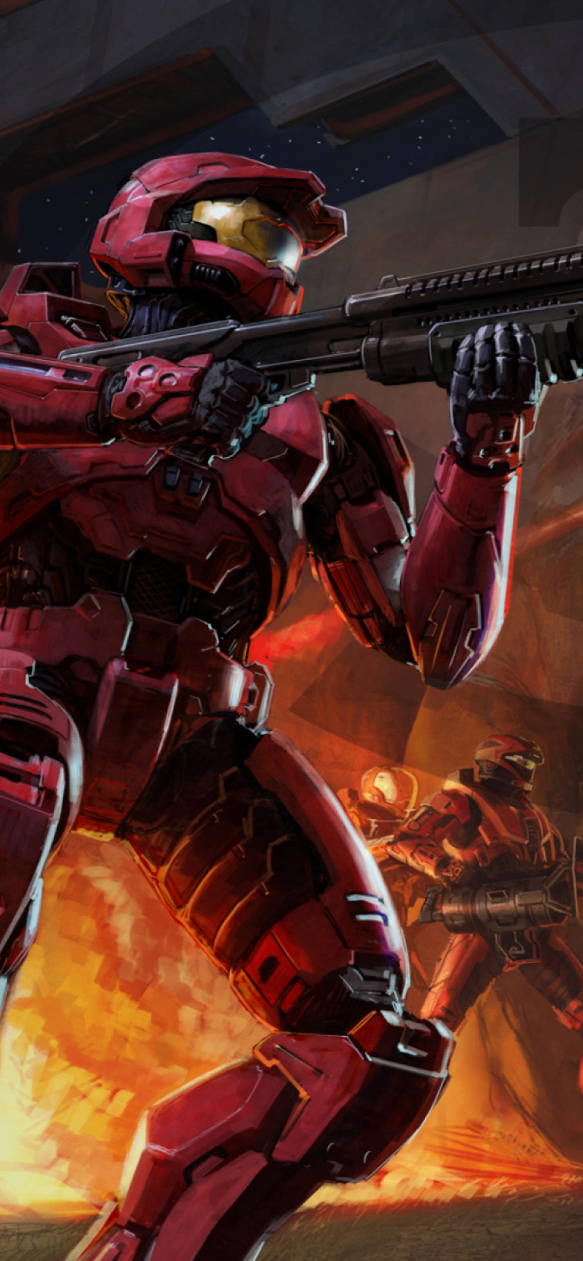 Halo 3, red-armored soldier, futuristic armor, Full HD Phone Wallpaper