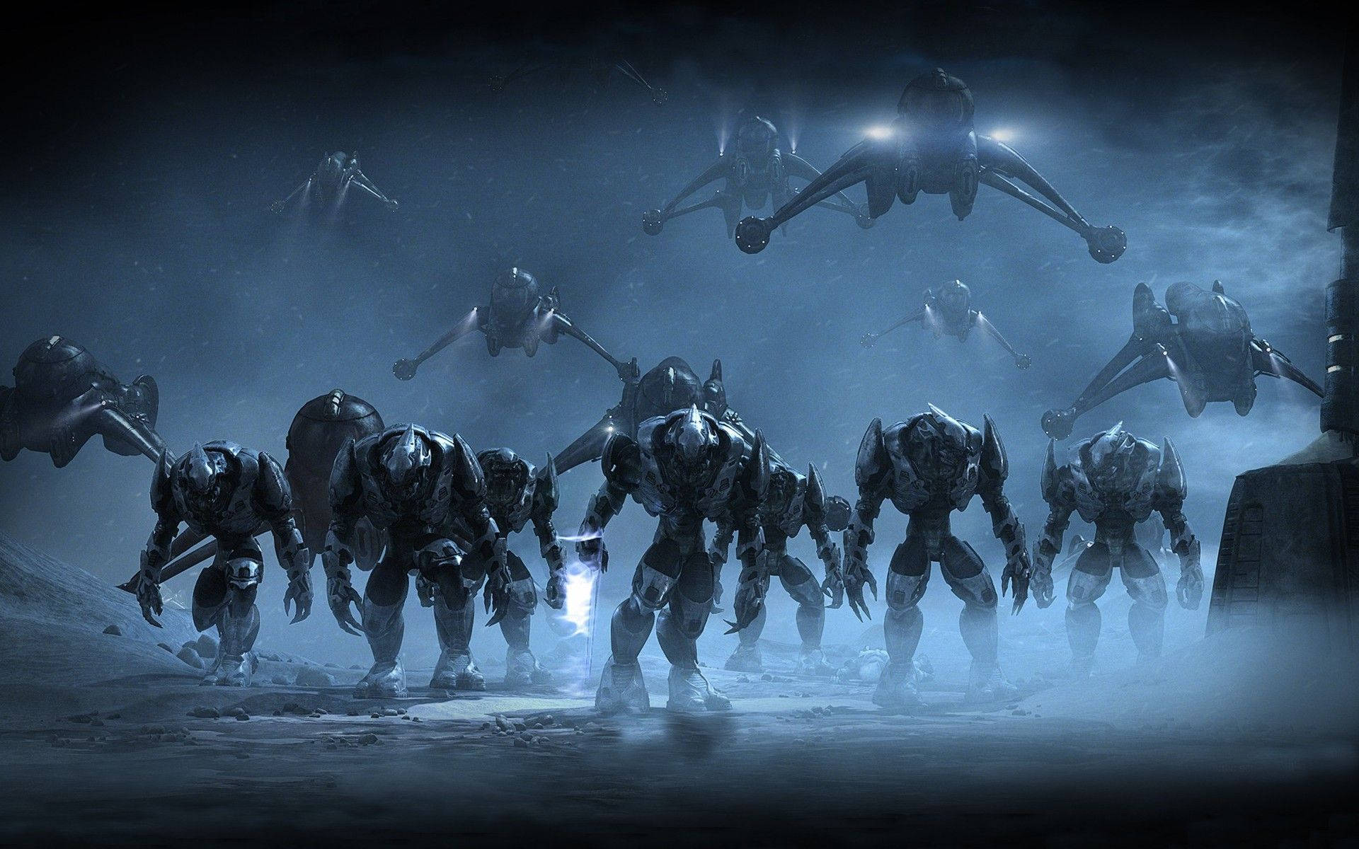 Halo, robot army, armored soldiers, Full HD Desktop Wallpaper