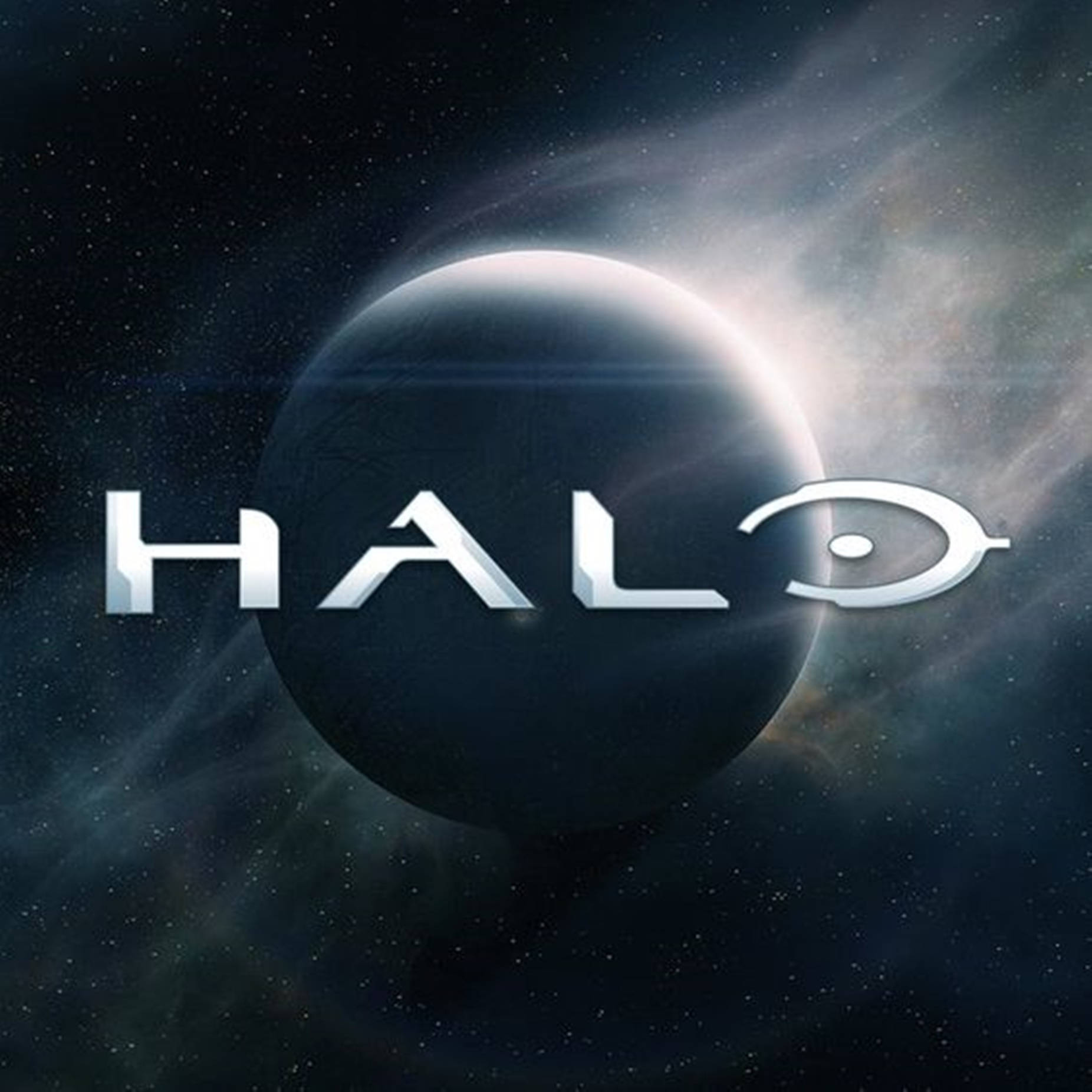 Halo, Moon Halo Logo, metallic silver, HD Desktop Wallpaper