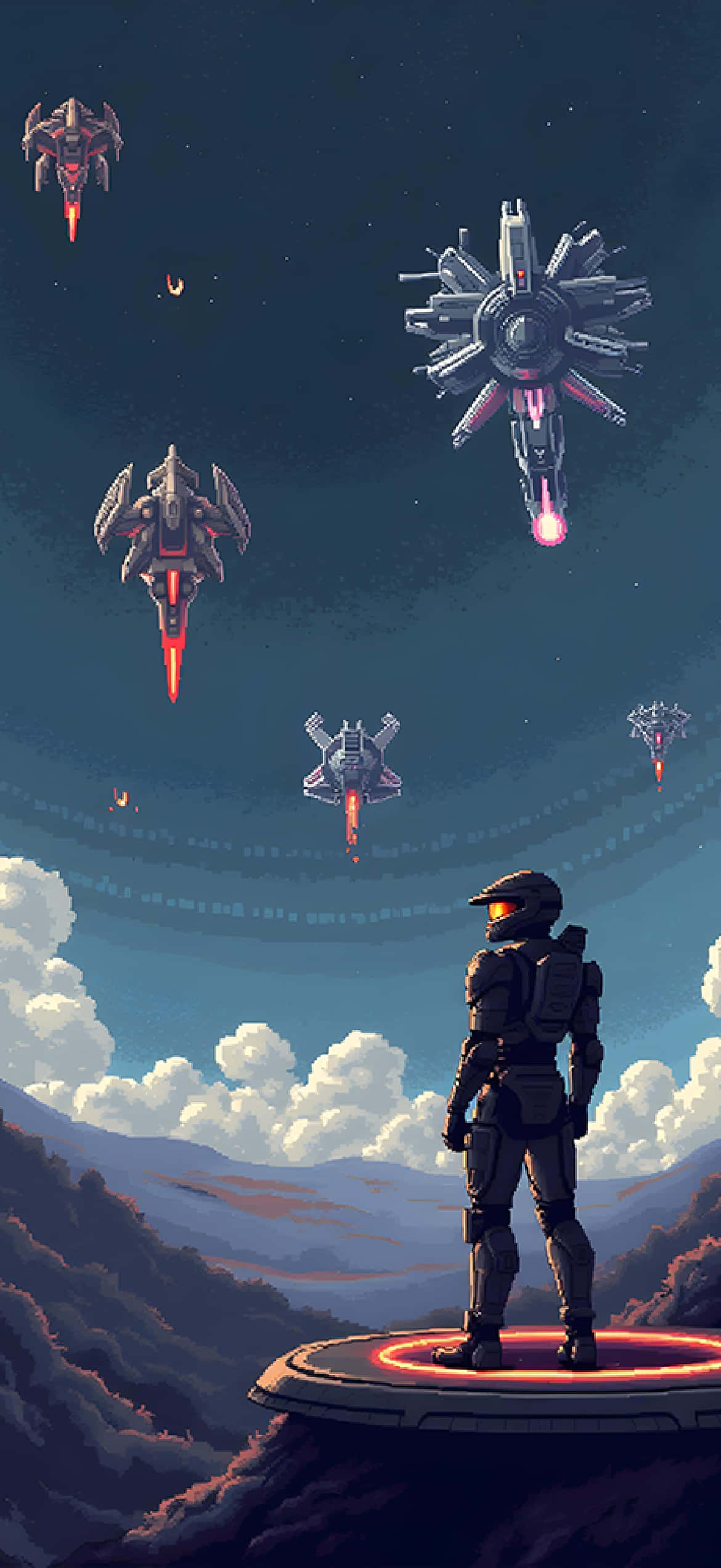 Halo, pixel art, sci fi, Full HD Phone Wallpaper