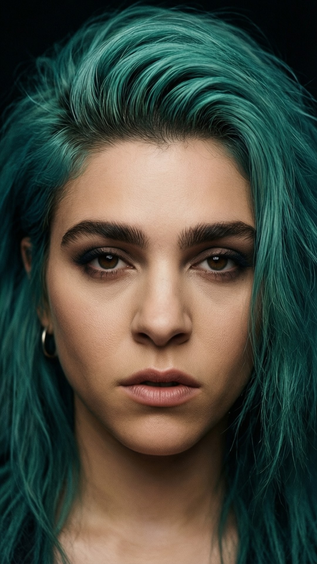 Halsey, teal hair, brown eyes, Full HD Phone Wallpaper