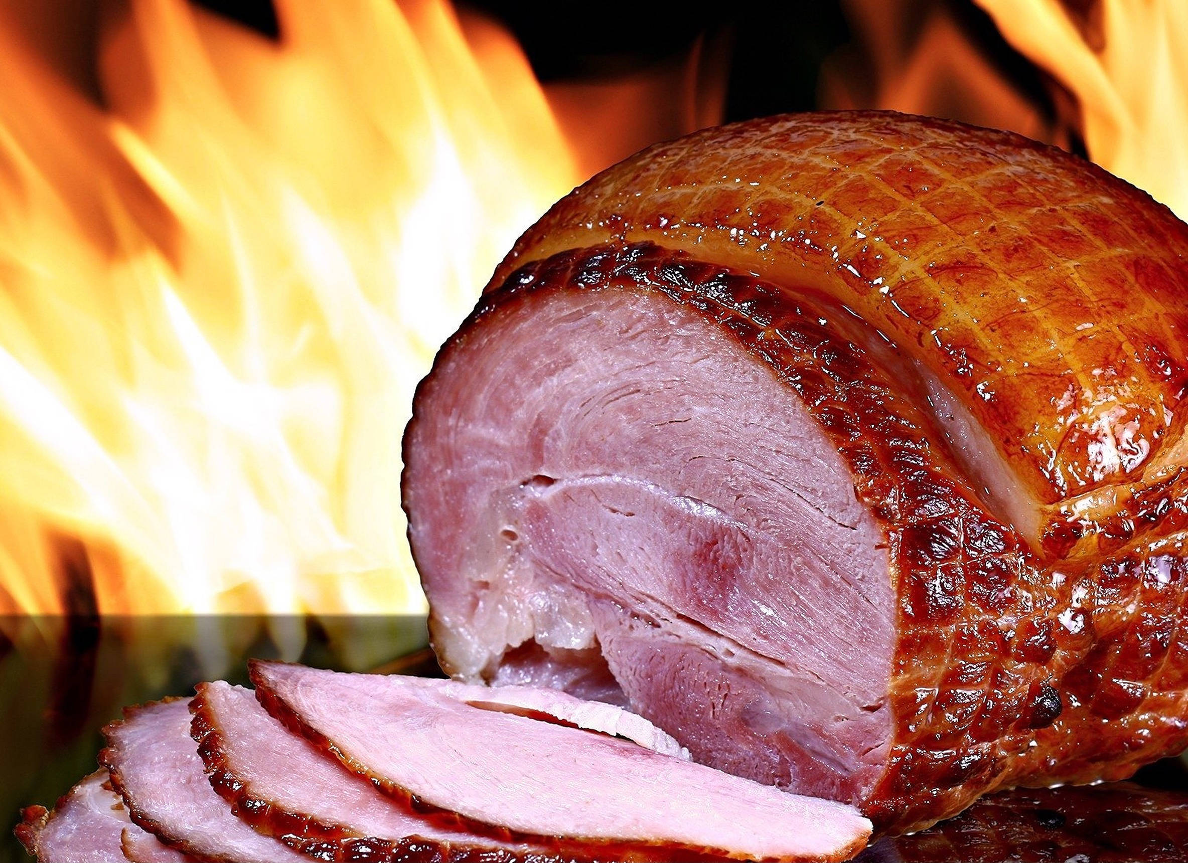 cured ham, glazed ham, caramelized crust, Full HD Desktop Wallpaper