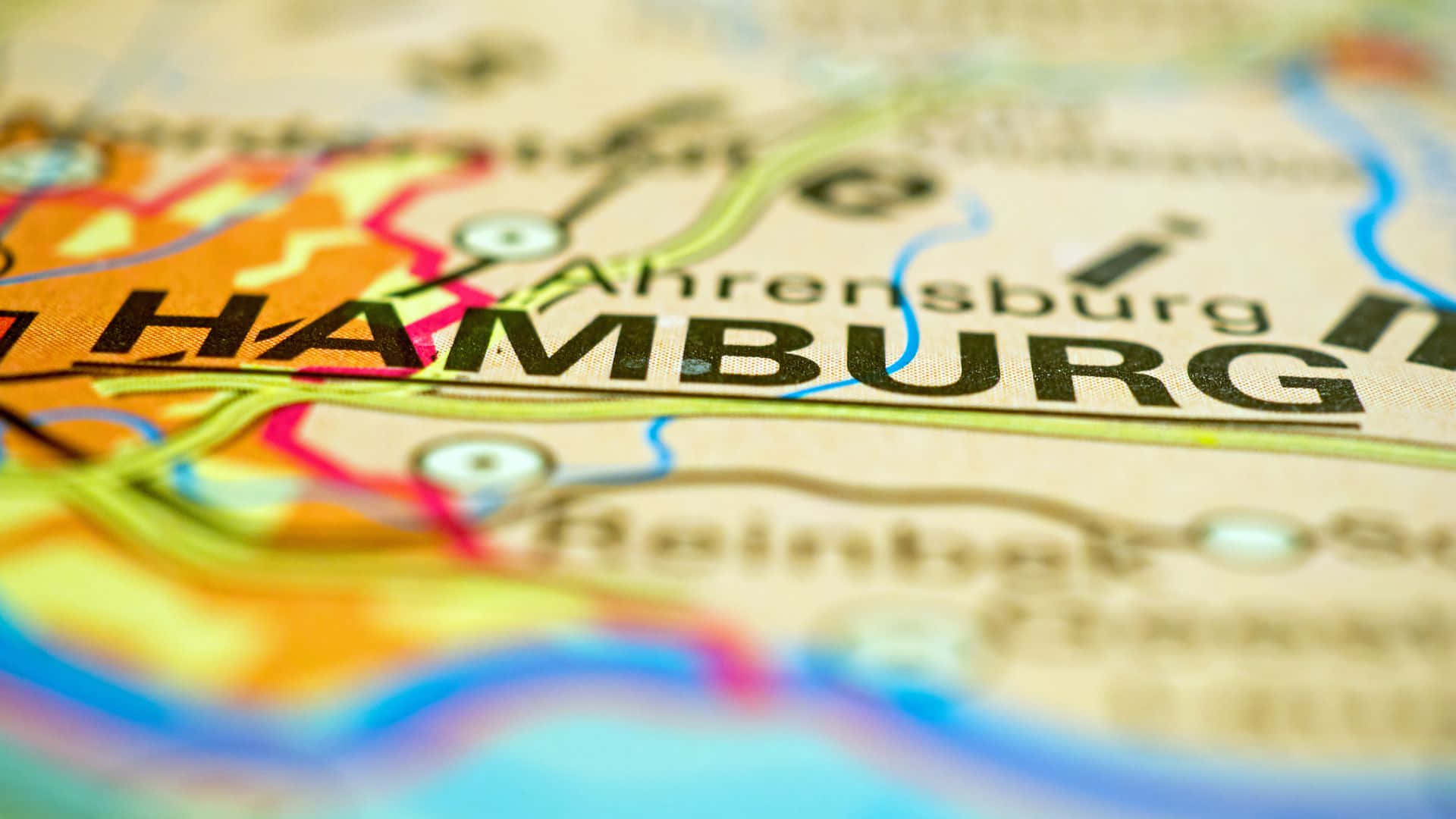 Hamburg, colorful map, blurred surrounding regions, Full HD Desktop Wallpaper