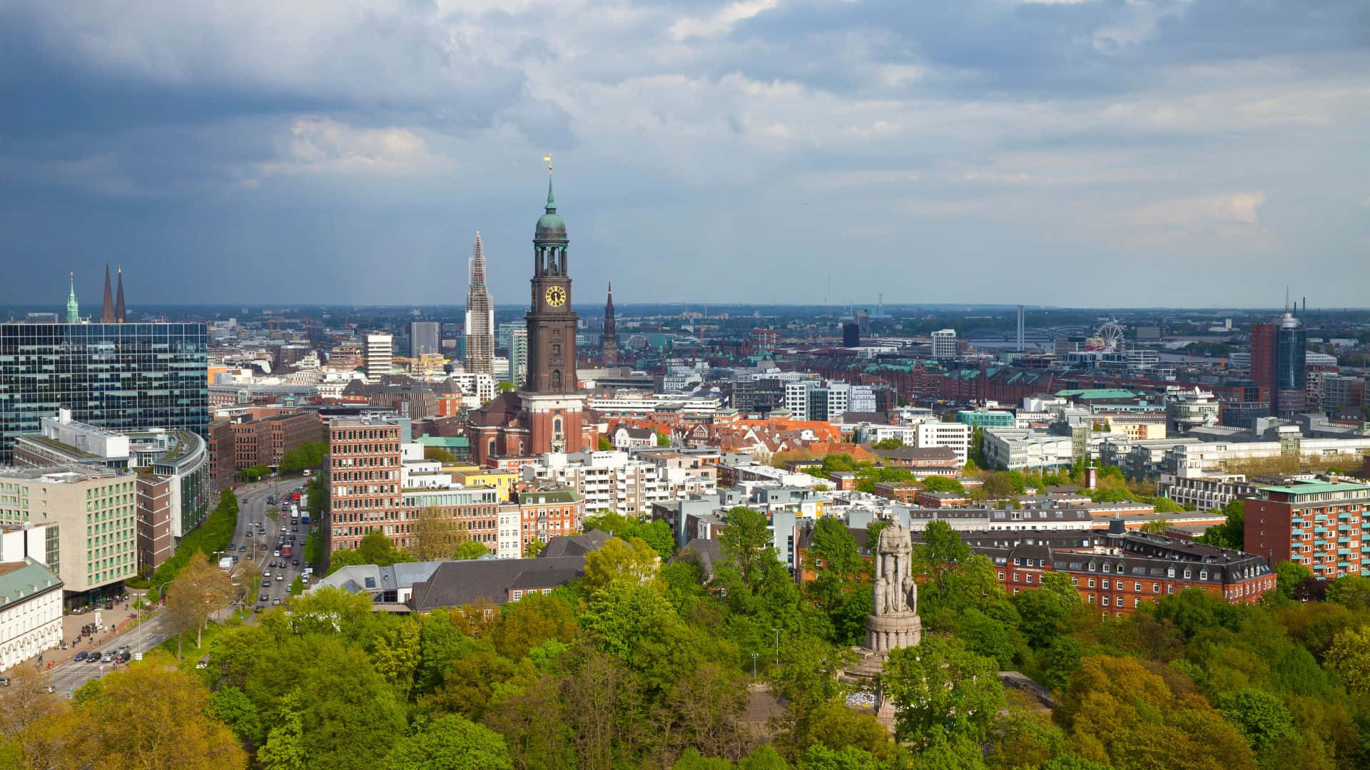 Hamburg, panoramic view, vibrant cityscape, Full HD Desktop Wallpaper