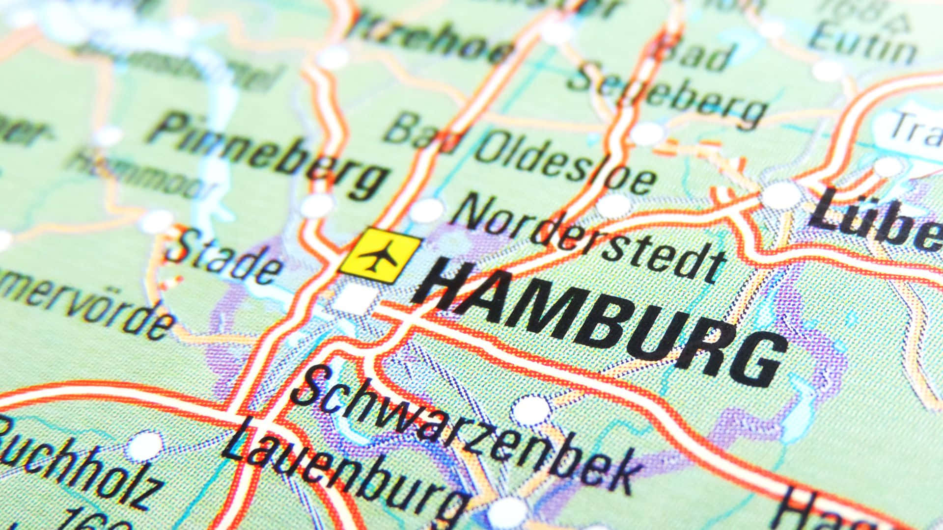 Hamburg, colorful map, surrounding towns, Full HD Desktop Wallpaper