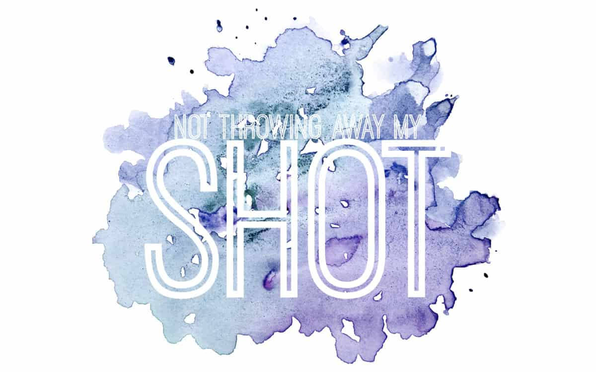 Hamilton, white text, soft blue purple watercolor splash, SD Desktop Wallpaper