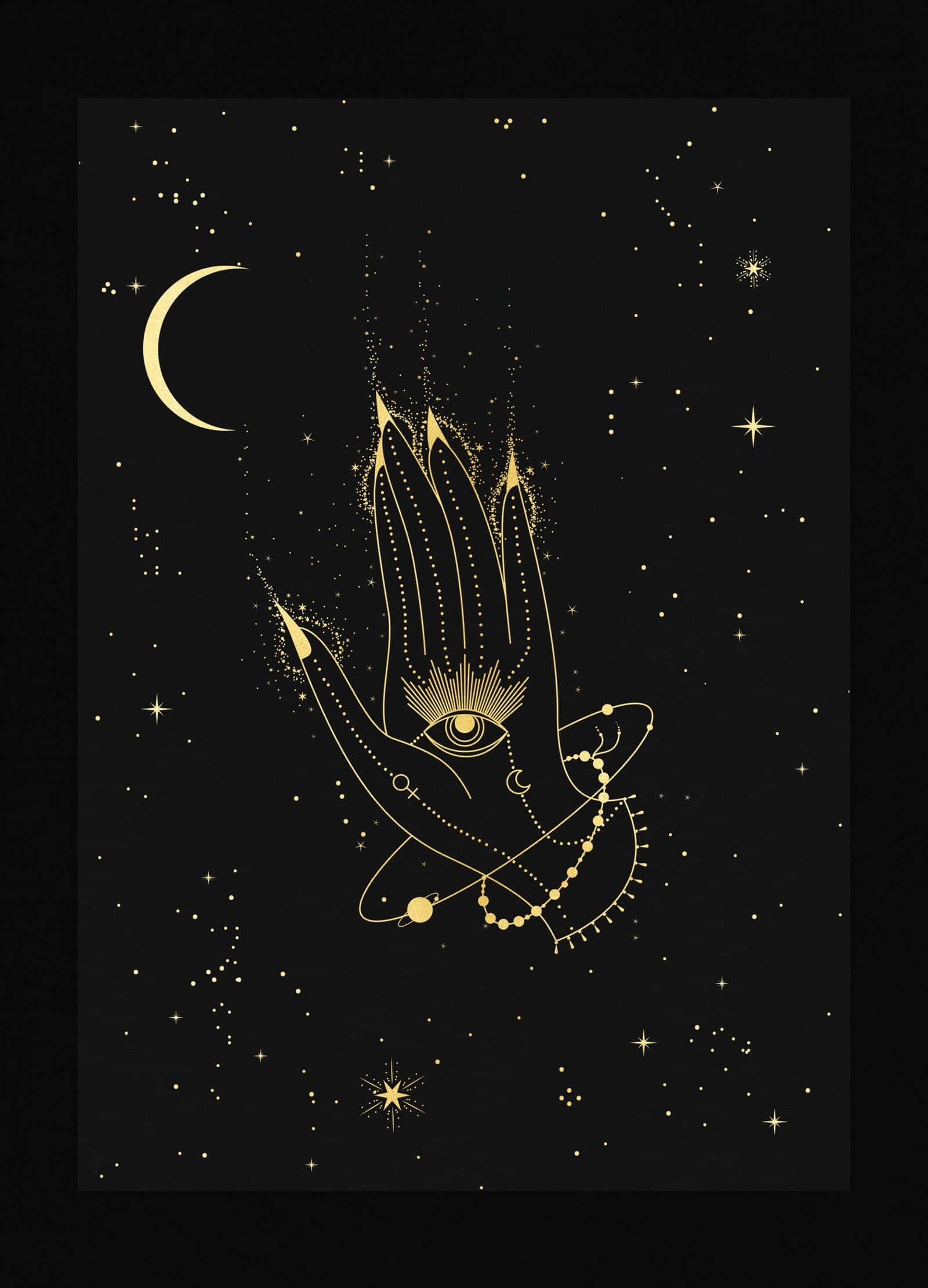 Hamsa, golden hand, all-seeing eye, Full HD Phone Wallpaper