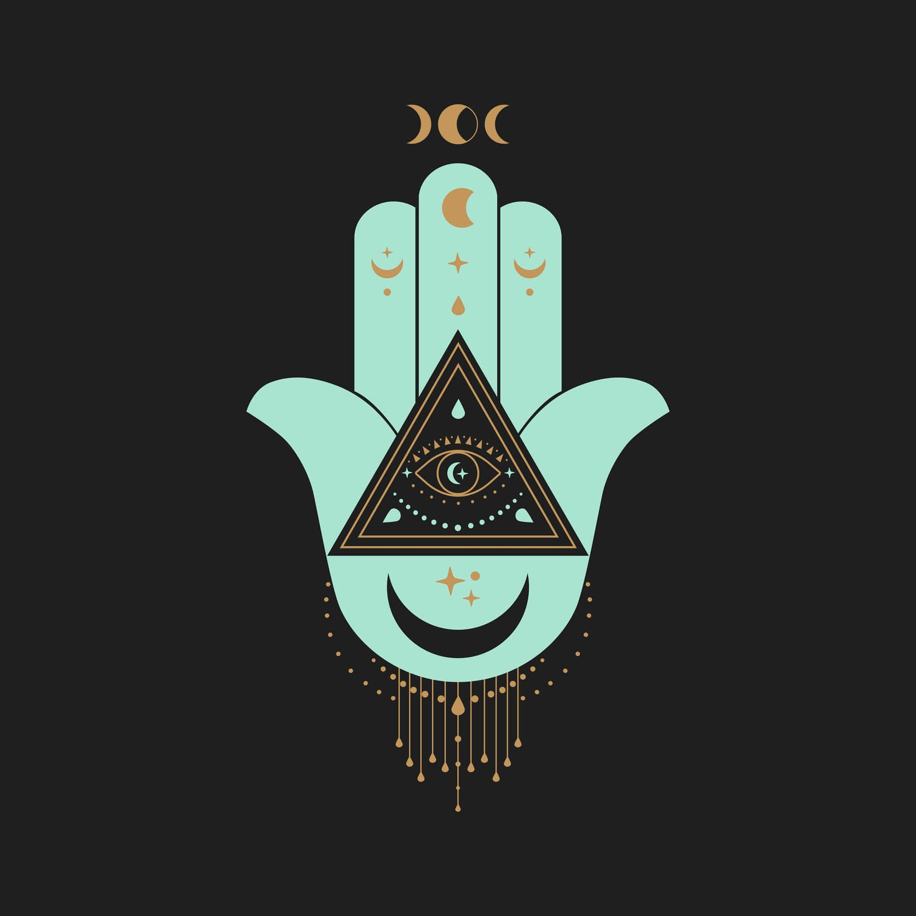 Hamsa, mint green, all-seeing eye, HD Desktop Wallpaper