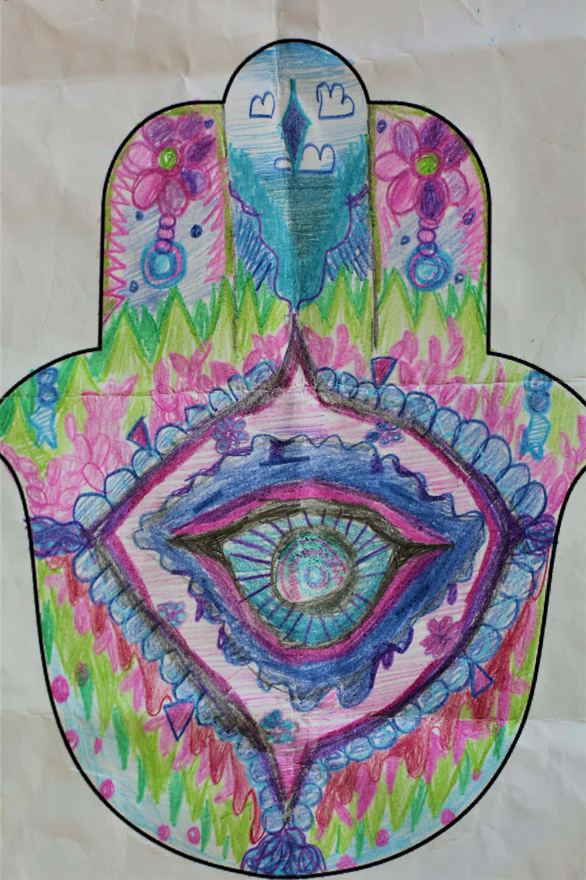 Hamsa, symbolic hand of Fatima, eye at center, HD Phone Wallpaper