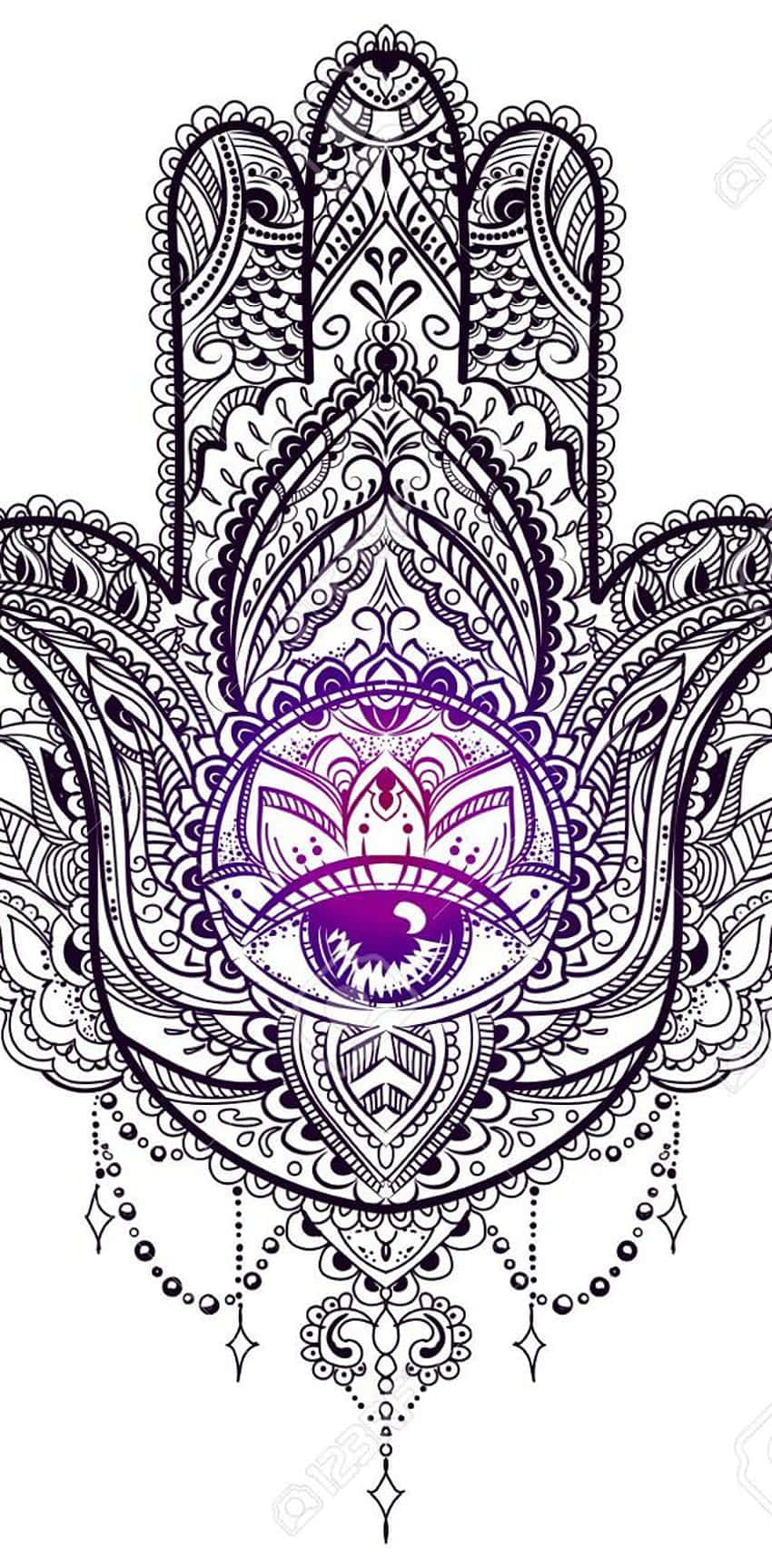 Hamsa, black and purple, all-seeing eye, HD Phone Wallpaper