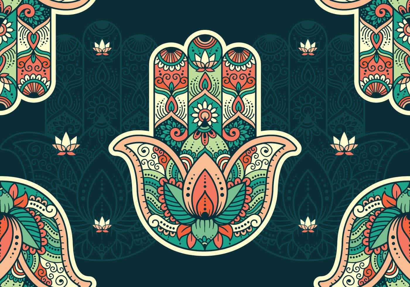 Hamsa, floral patterns, lotus motifs, HD Desktop Wallpaper
