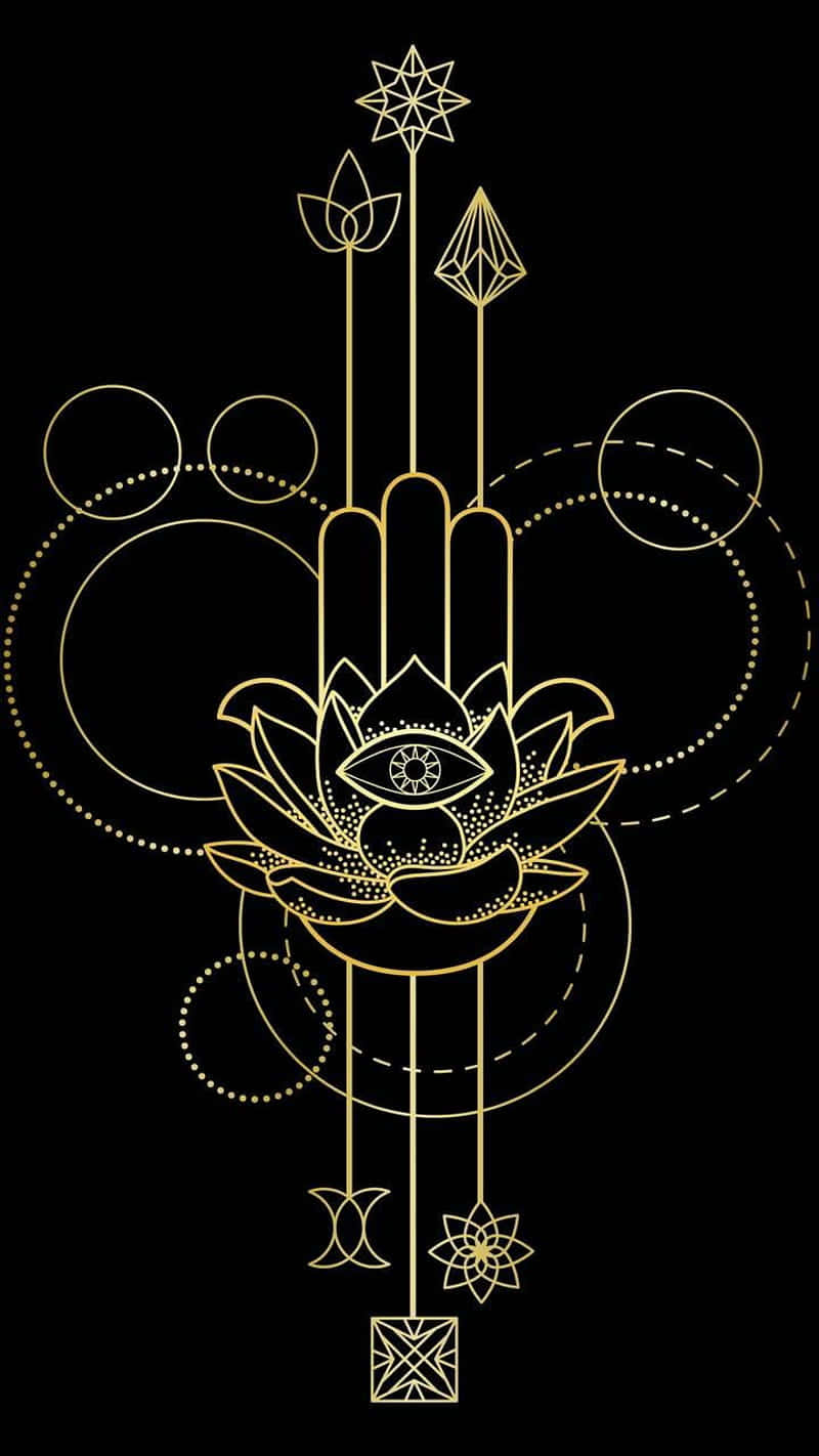 Hamsa, golden, geometric symbols, HD Phone Wallpaper