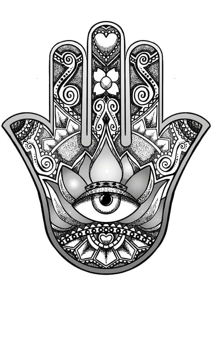 Hamsa, all-seeing eye, geometric patterns, SD Phone Wallpaper