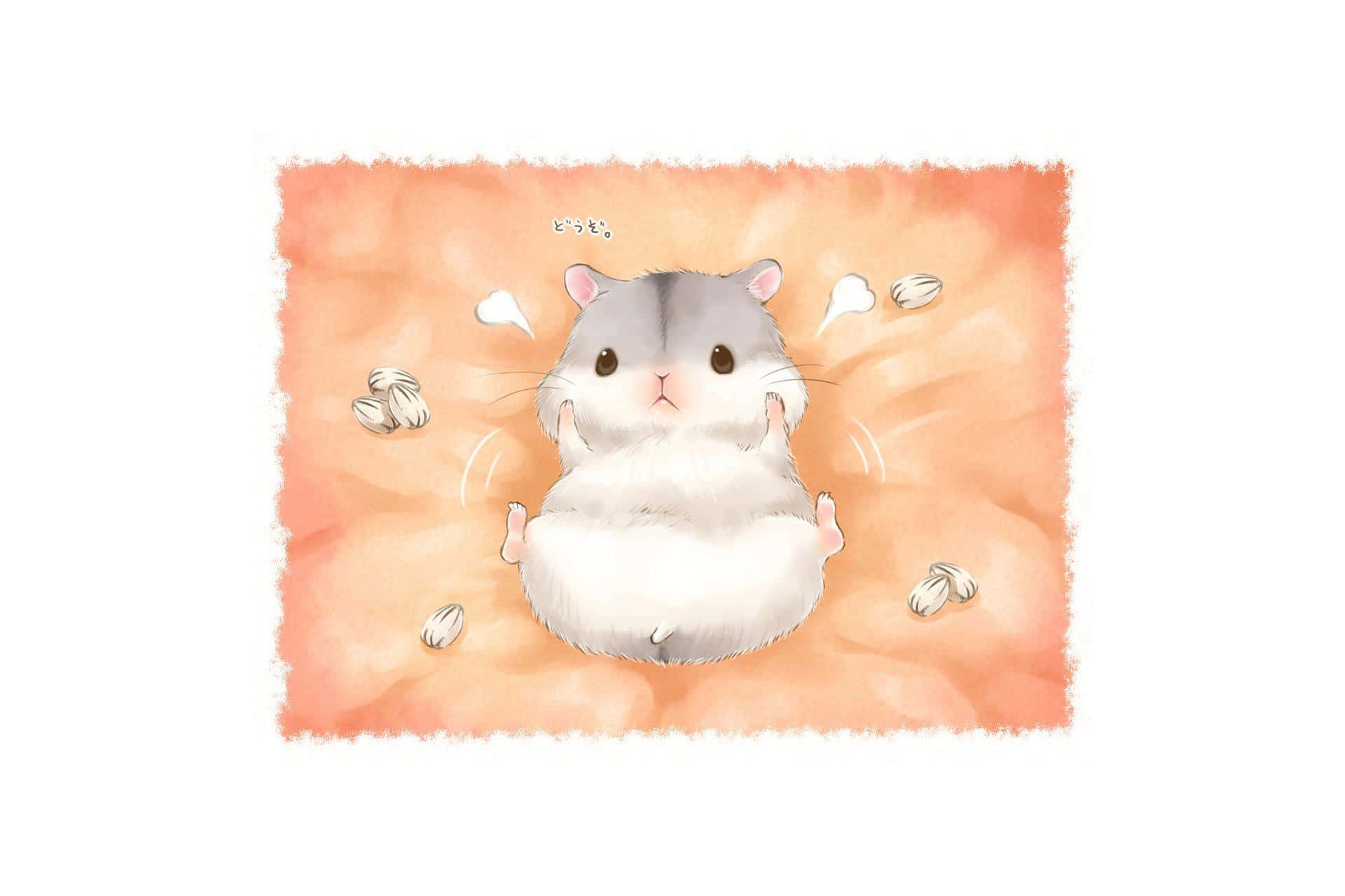 hamster, fluffy gray and white, peach background, Full HD Desktop Wallpaper