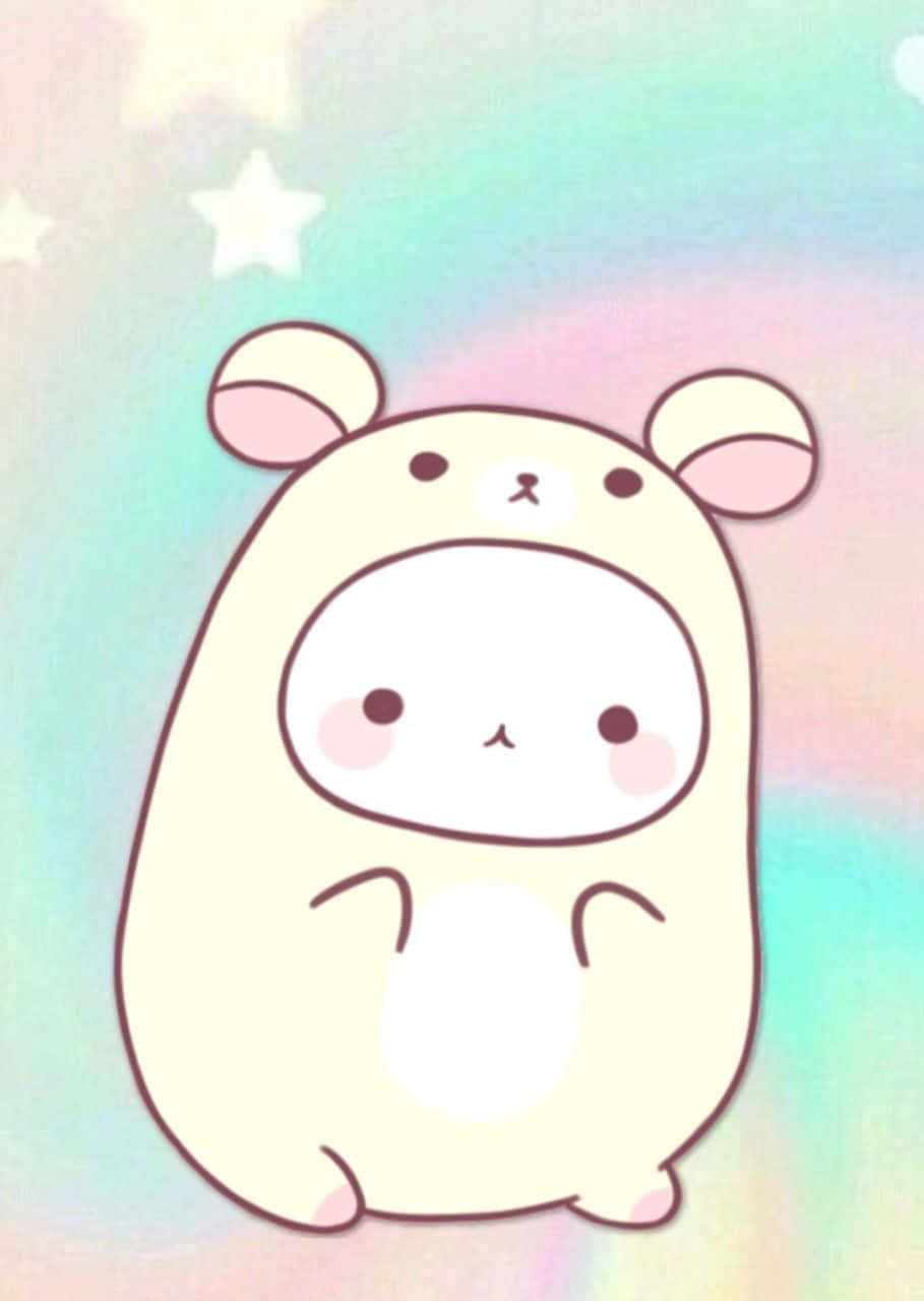 cute things, cream-colored, pink ears, HD Phone Wallpaper