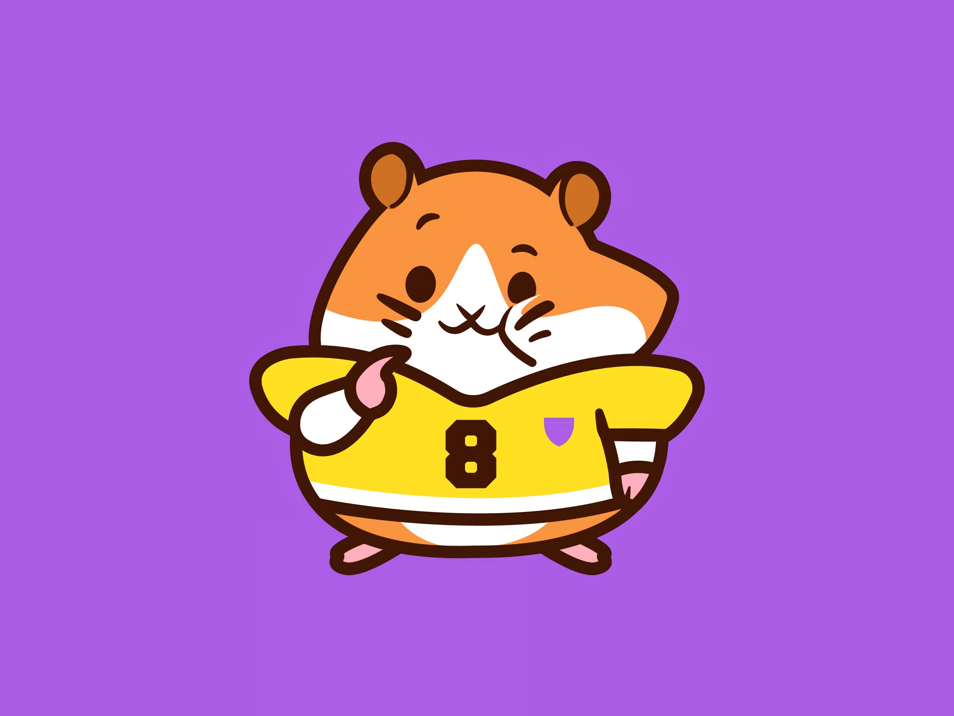 cute cartoon hamster, yellow jersey, number 8, 2K Desktop Wallpaper