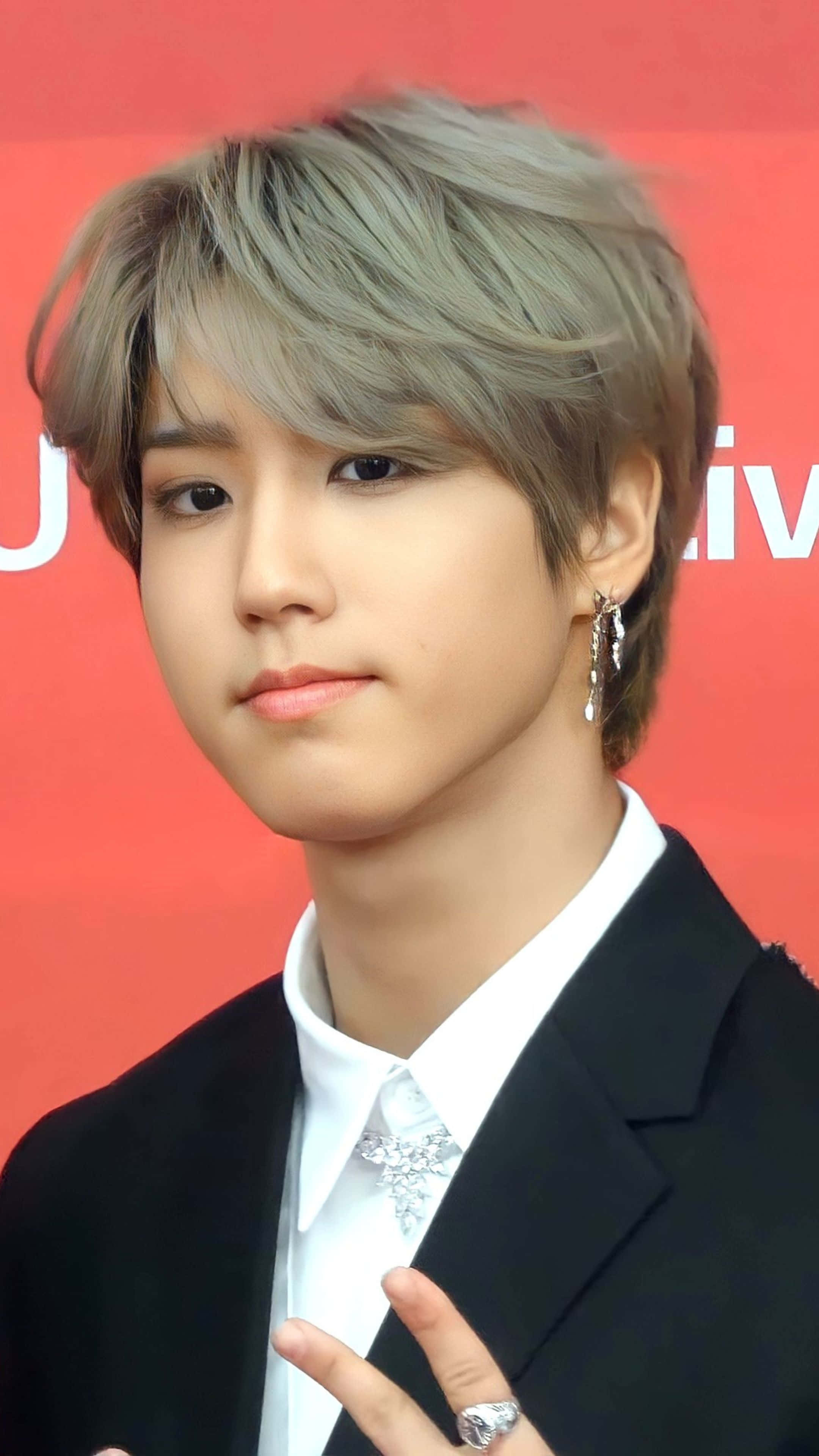 Han Jisung, silver hair, diamond earring, 4K Phone Wallpaper