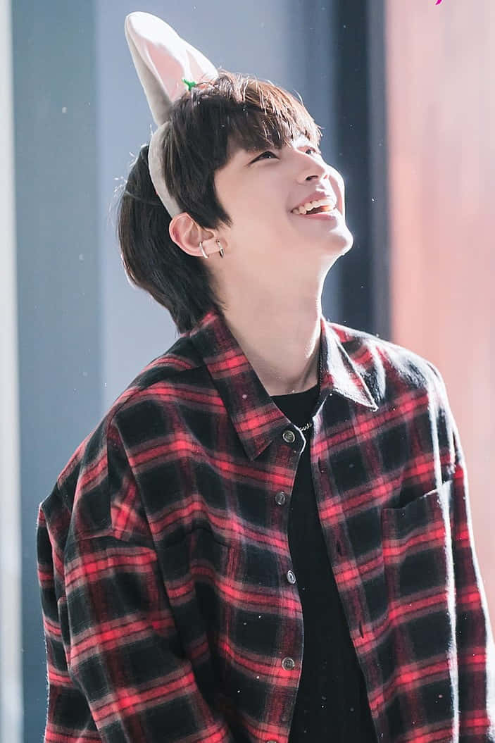 bunny hat, plaid shirt, young man, SD Phone Wallpaper
