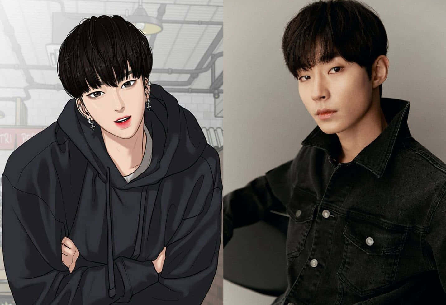 Han Seojun, anime-style male character, real person, HD Desktop Wallpaper