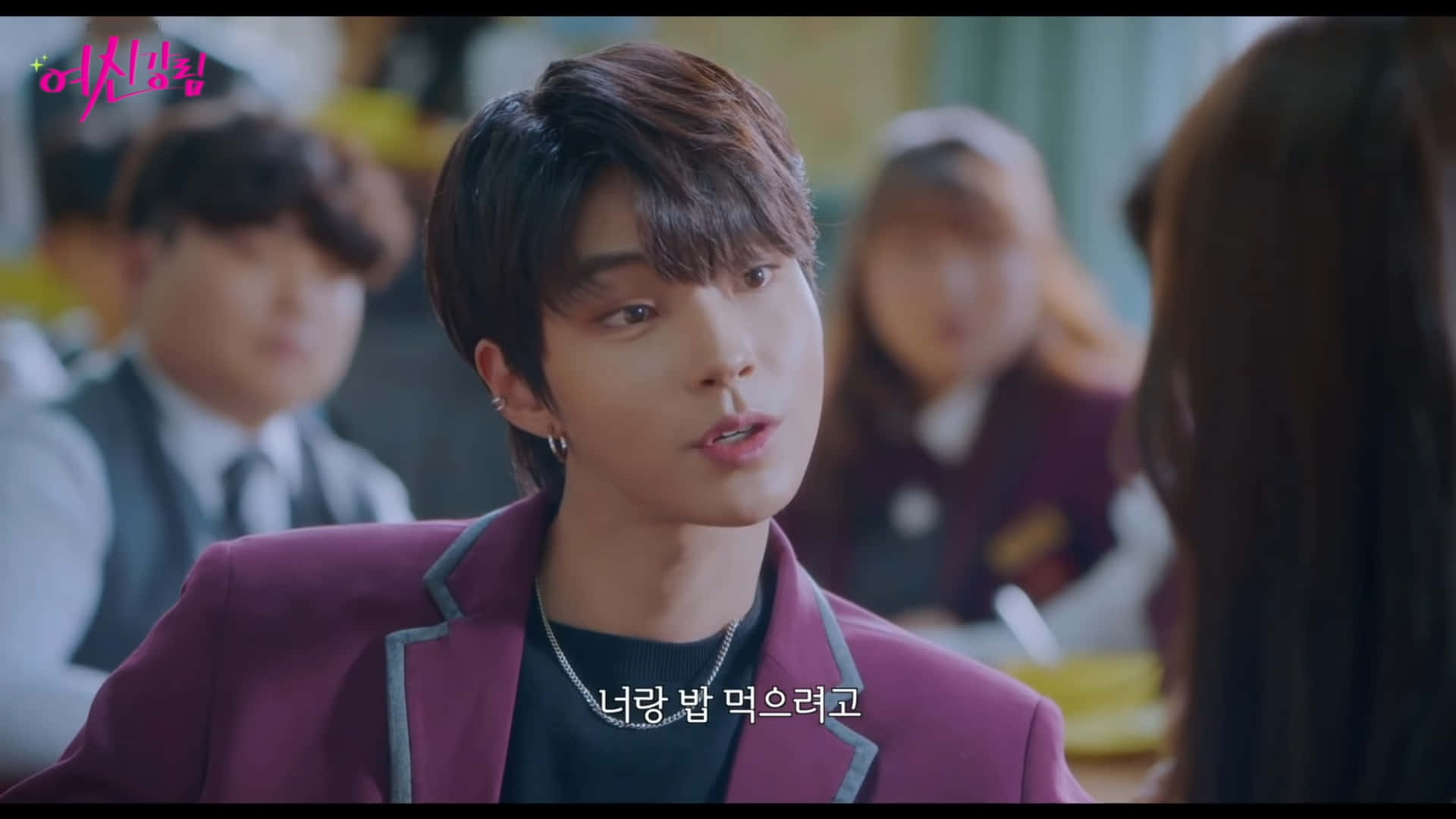 Han Seojun, maroon blazer, softly lit classroom, Full HD Desktop Wallpaper