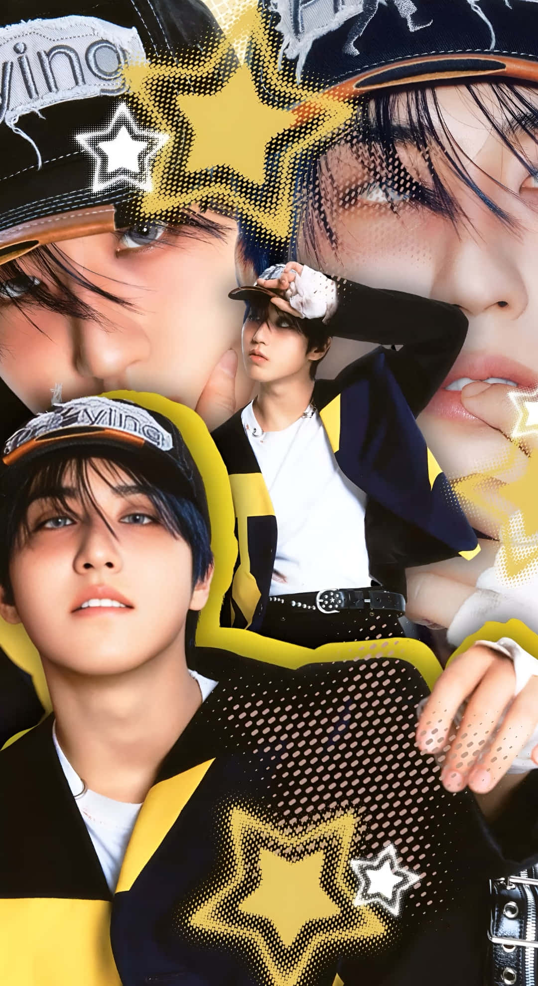 Han Stray Kids, star motifs, black and yellow outfits, Full HD Phone Wallpaper