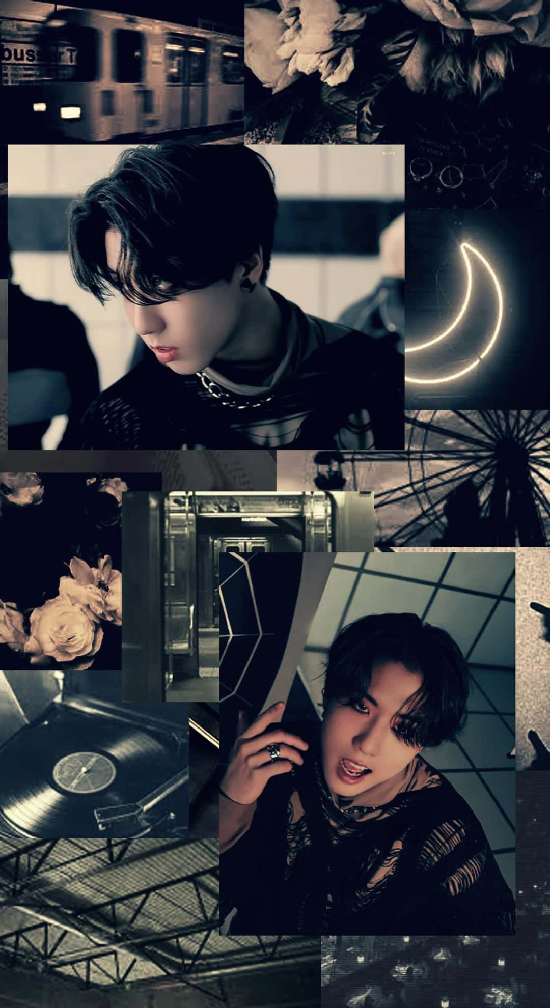 Han Stray Kids, neon moon, subway, Full HD Phone Wallpaper