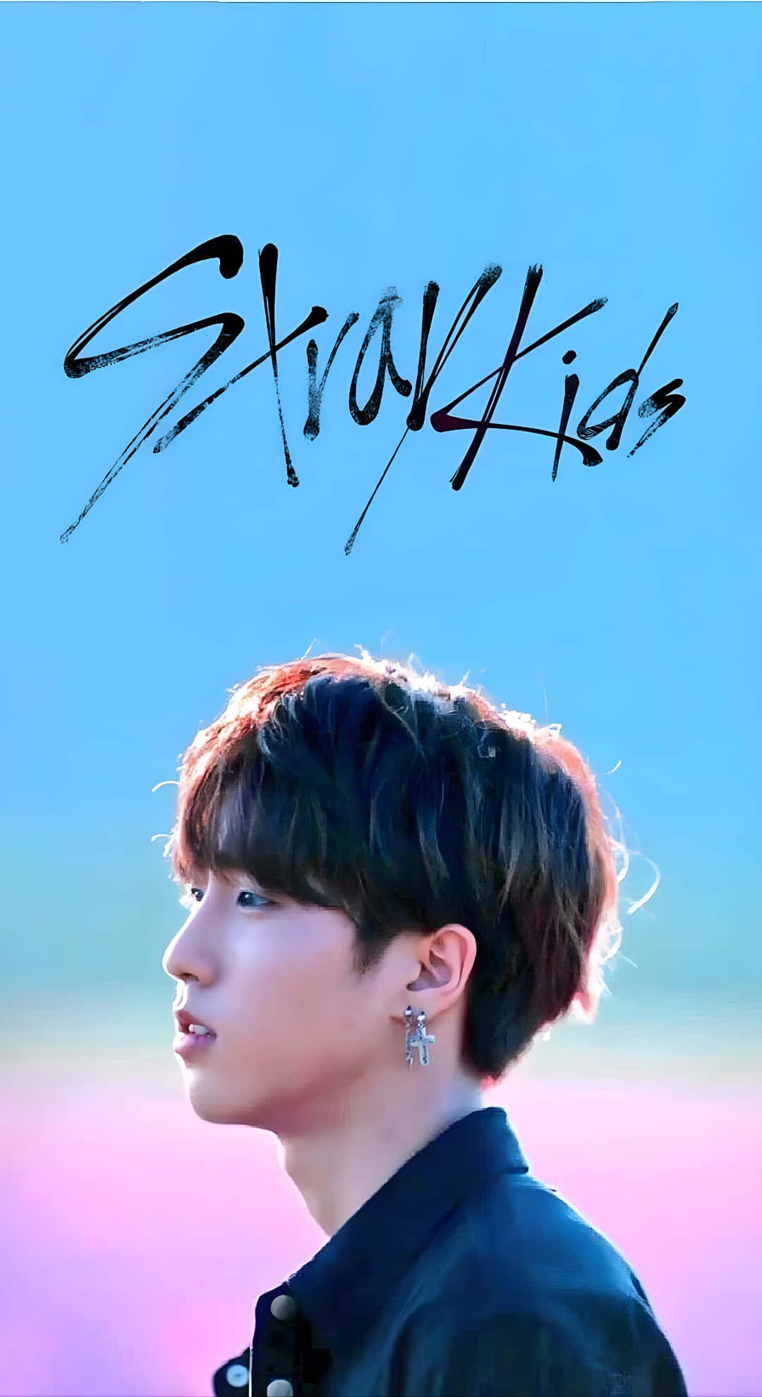 Han Stray Kids, Stray Kids, gradient blue and pink sky, Full HD Phone Wallpaper