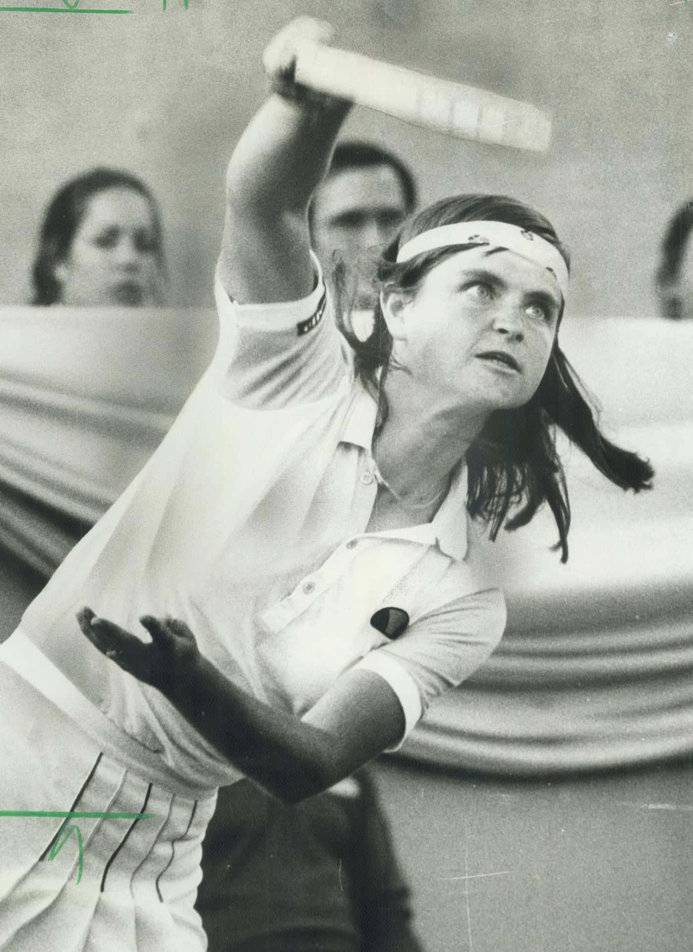 Hana Mandlíková, backhand swing, black and white photo, Full HD Phone Wallpaper